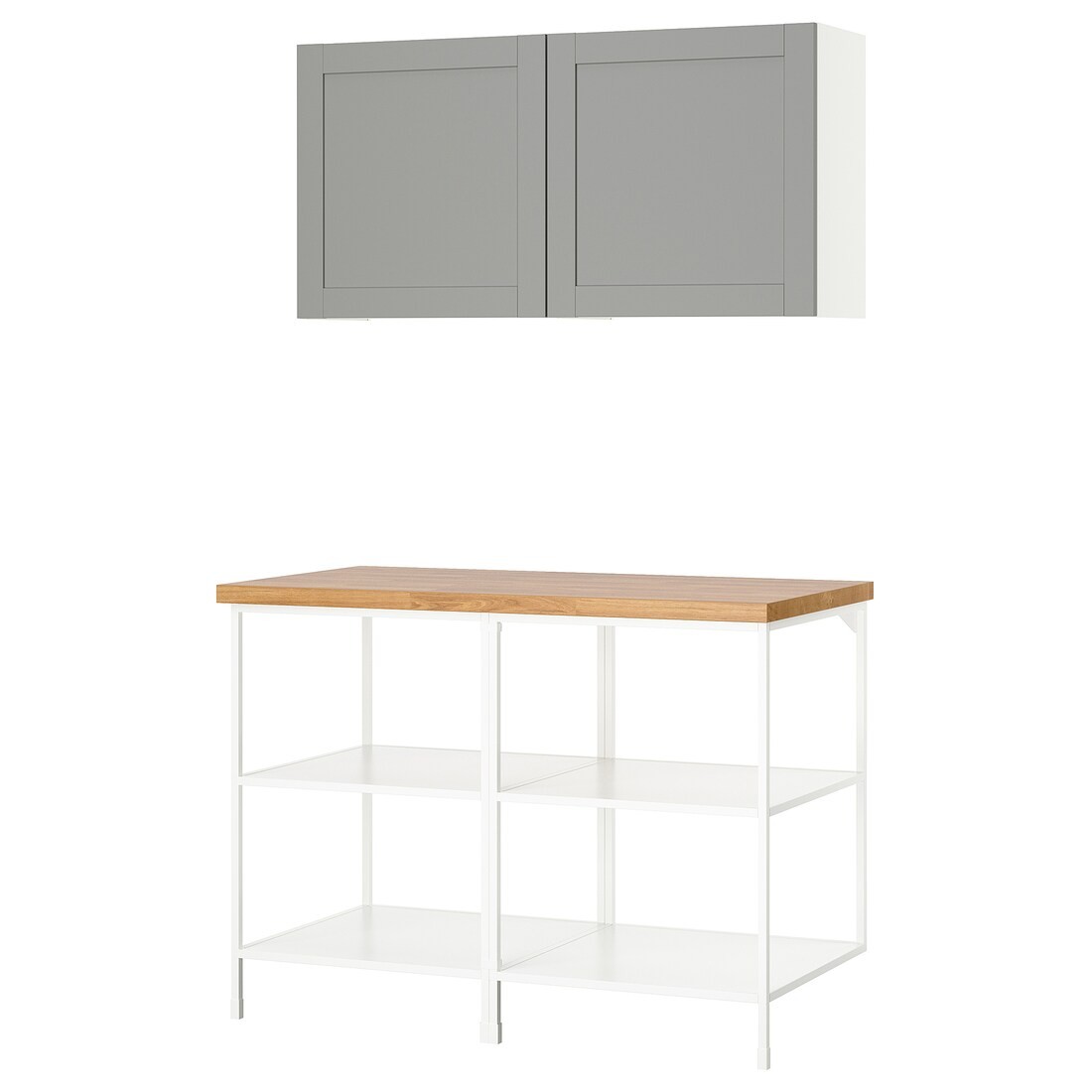 IKEA ENHET Стелаж, білий / сіра рамка, 123x63,5x207 см 99548053 995.480.53