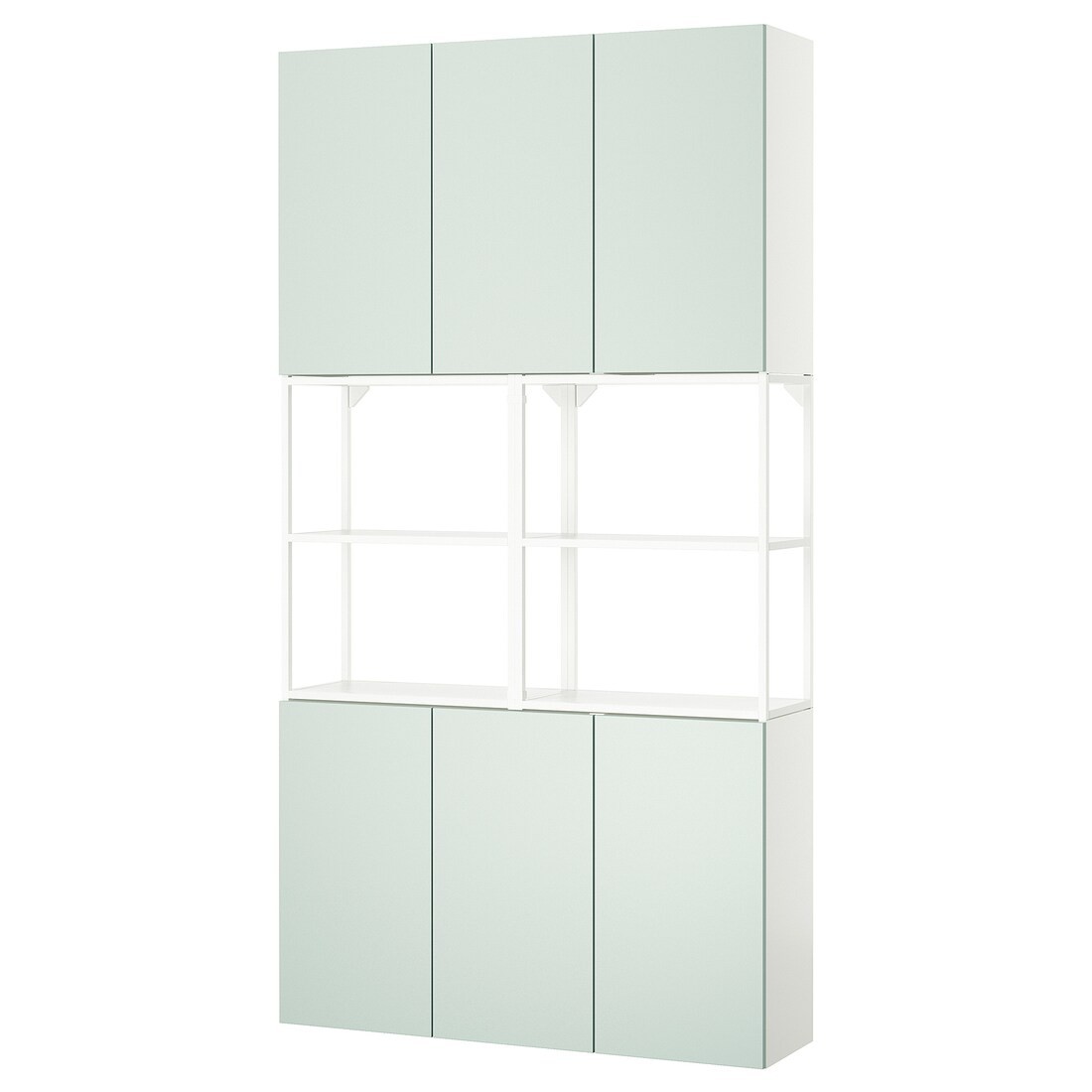 IKEA ENHET Стелаж, білий / блідий сіро-зелений, 120x32x225 см 99548067 995.480.67