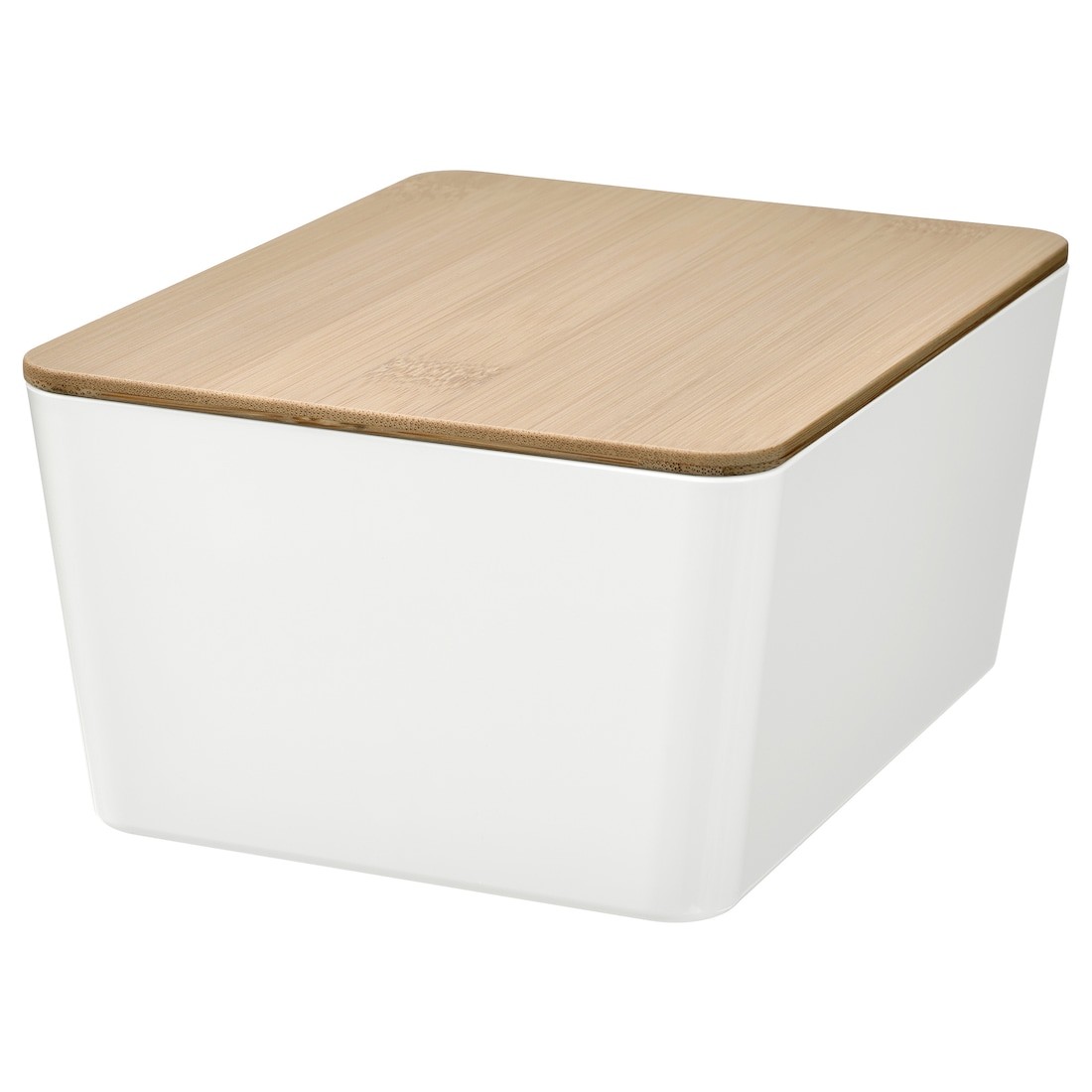 IKEA KUGGIS Коробка з кришкою, білий / бамбук, 13x18x8 см 69561282 695.612.82