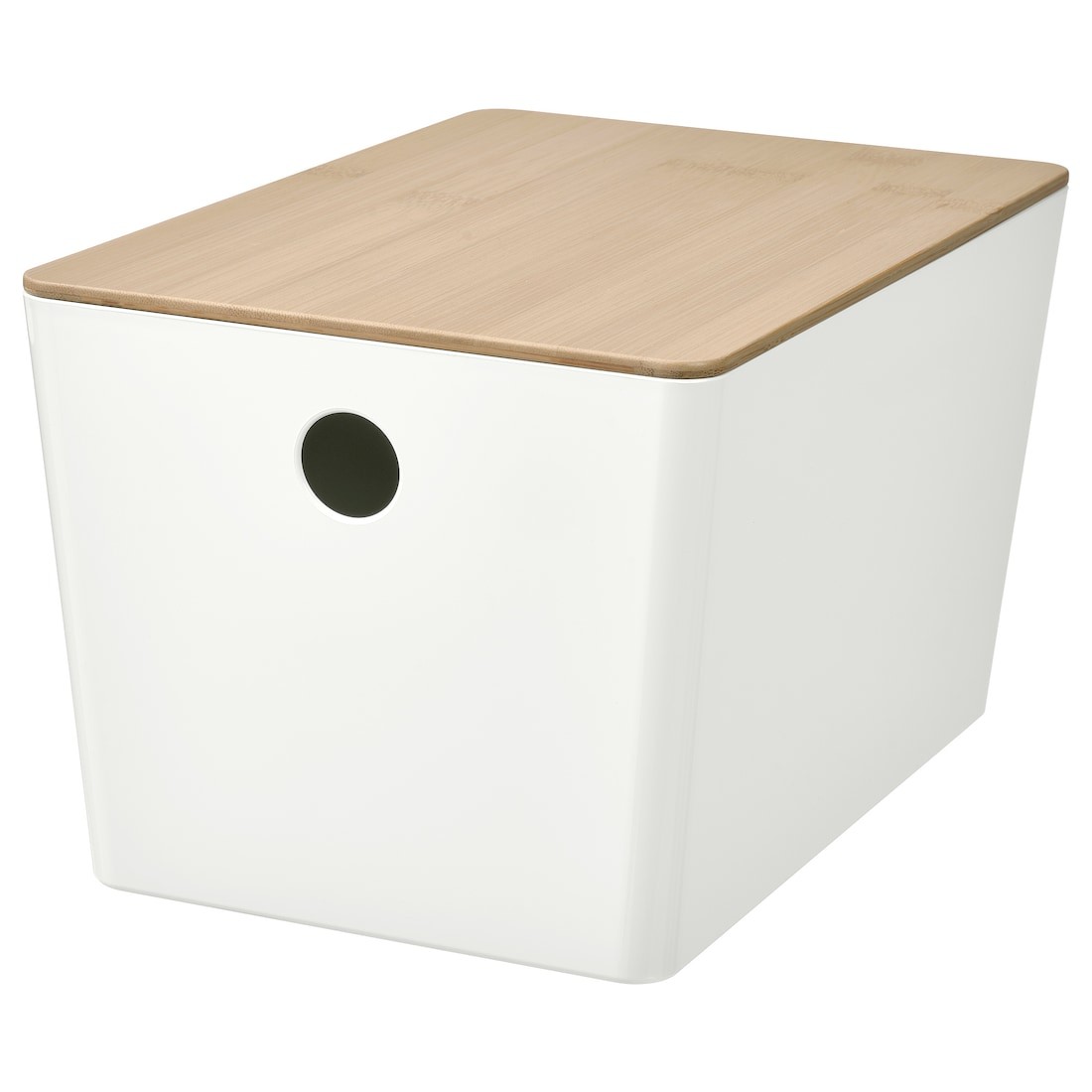 IKEA KUGGIS Коробка з кришкою, білий / бамбук, 18x26x15 см 29561284 295.612.84