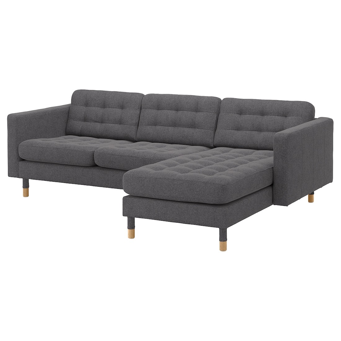 IKEA LANDSKRONA ЛАНДСКРУНА 3-місний диван, з шезлонгом / Gunnared темно-сірий / дерево 09272666 | 092.726.66