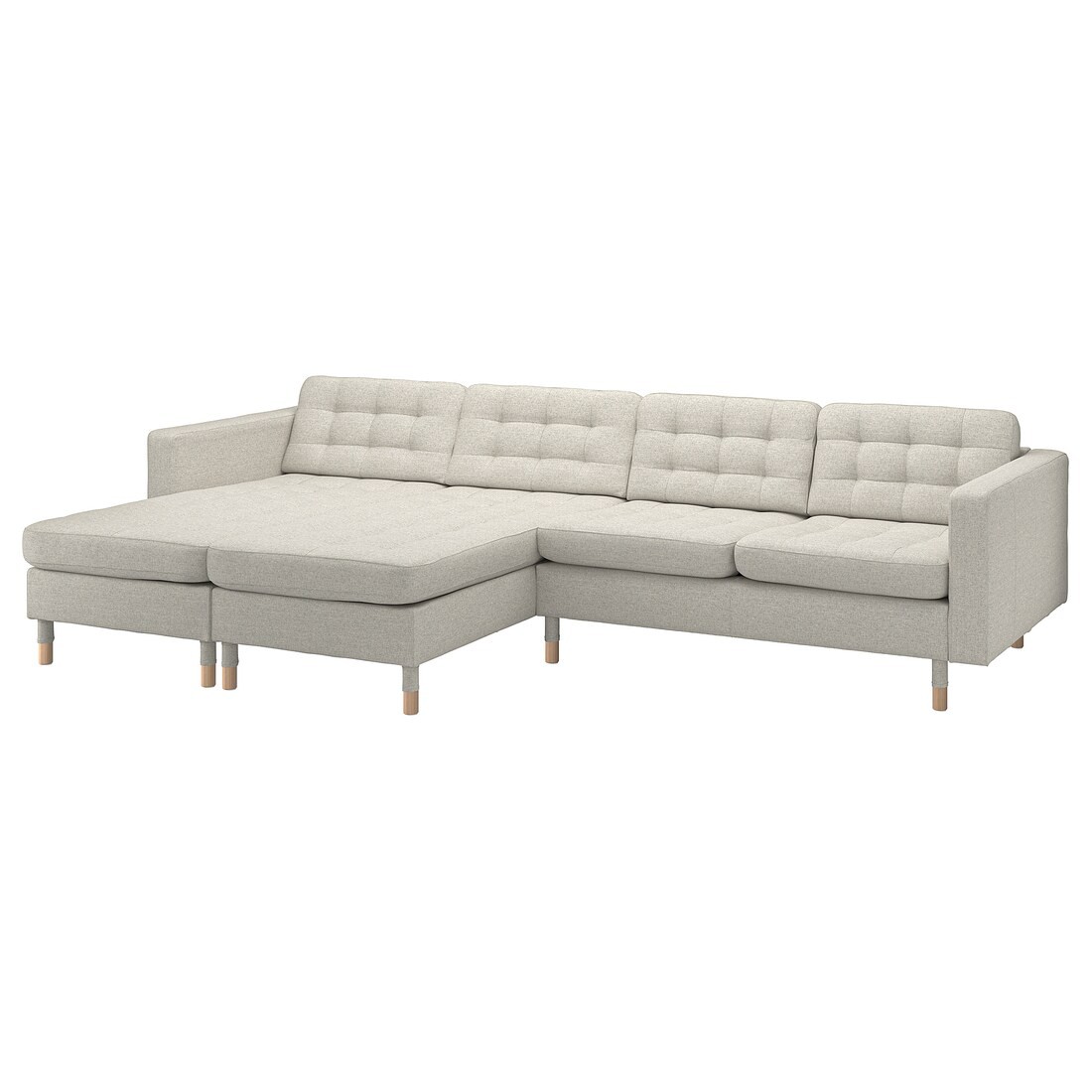 IKEA LANDSKRONA 4-місний диван з козеткою, Gunnared бежевий / дерево 49554292 | 495.542.92