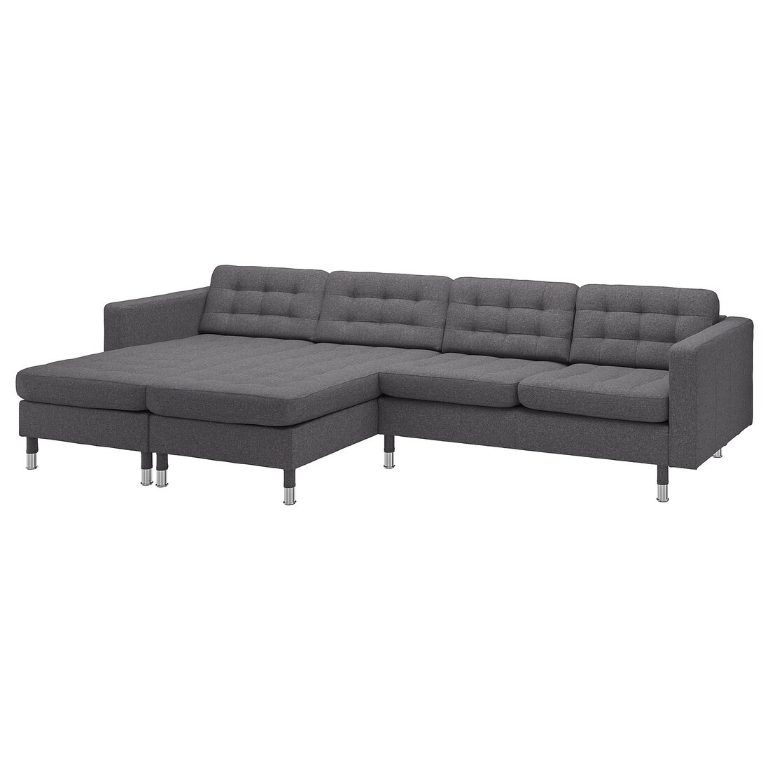 IKEA LANDSKRONA 4-місний диван з козеткою, Gunnared темно-сірий / метал 39554301 | 395.543.01