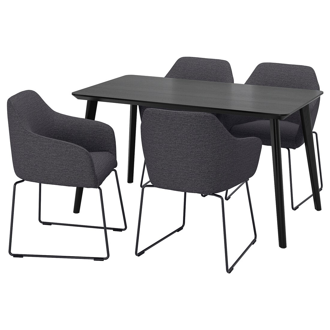 IKEA LISABO / TOSSBERG Стіл та 4 стільці, чорний / метал чорний / сірий, 140x78 см 79288126 792.881.26