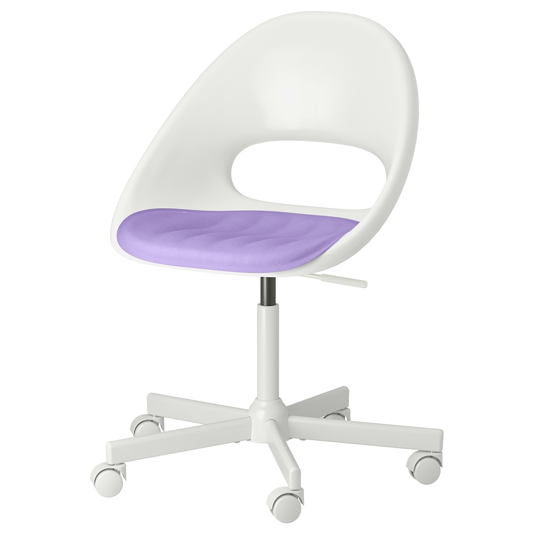IKEA LOBERGET / MALSKÄR Поворотне крісло + подушка, білий / бузковий, 41x43 см 39553373 395.533.73