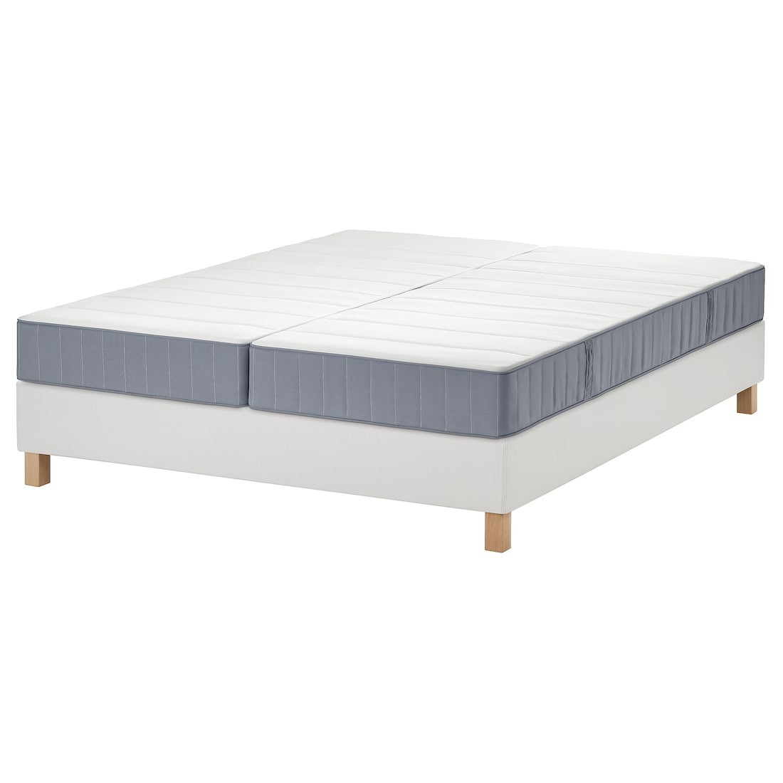 IKEA LYNGÖR Ліжко континентальне, Вестерой жорсткий / середньожорсткий / світло-блакитний білий, 160x200 см 49553438 | 495.534.38