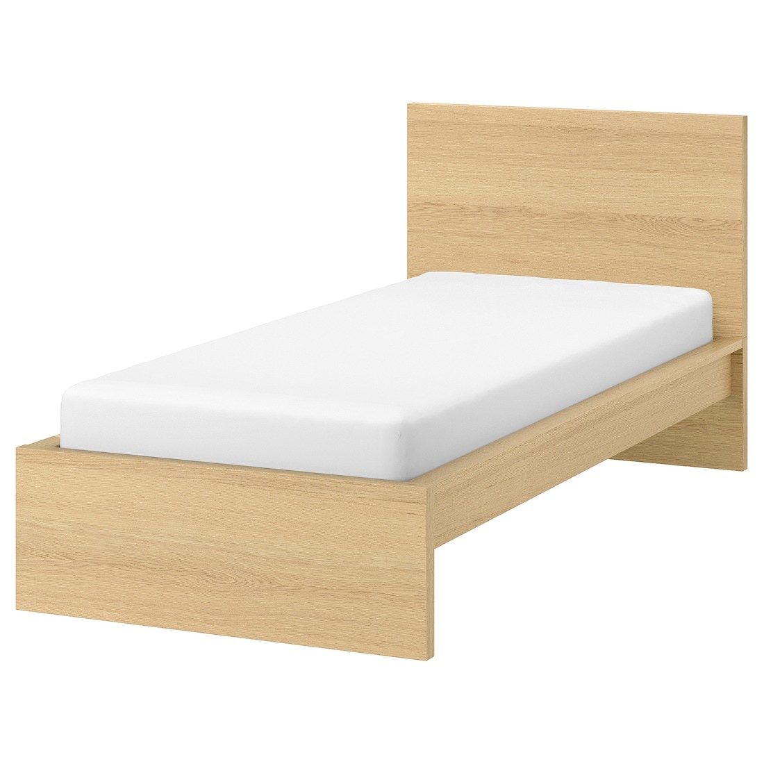 IKEA MALM МАЛЬМ Ліжко односпальне, високе, шпон дуба білений / Luröy, 90x200 см 19132289 | 191.322.89