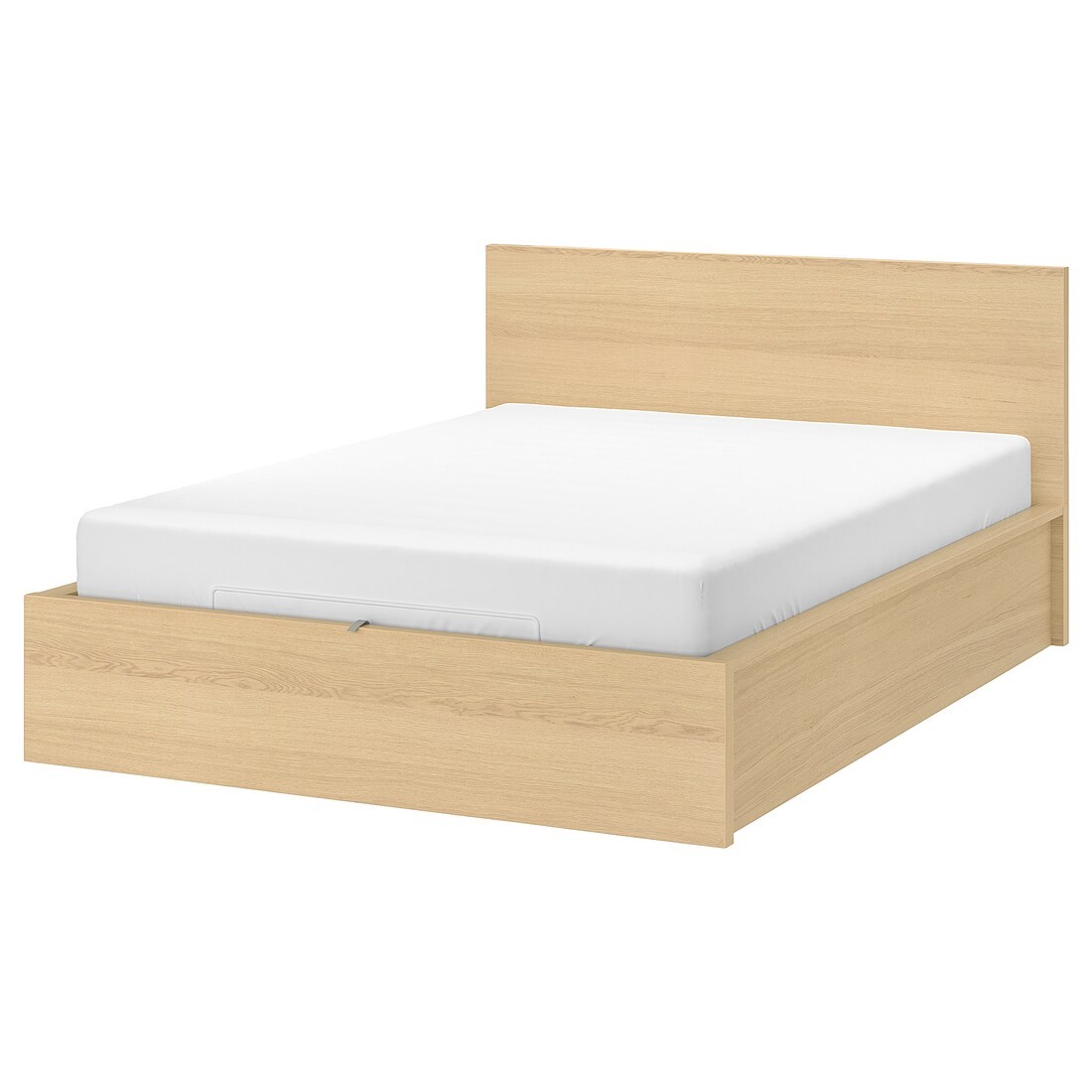 IKEA MALM МАЛЬМ Ліжко двоспальне з підйомним механізмом, шпон дуба білений, 180x200 см 70412682 | 704.126.82