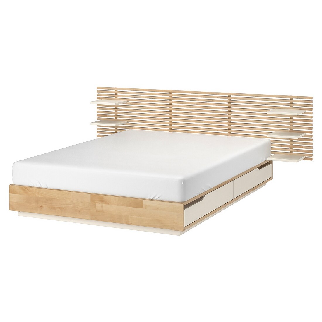 IKEA MANDAL Ліжко двоспальне, Узголів'я, береза / білий, 140х202 см 09094947 | 090.949.47