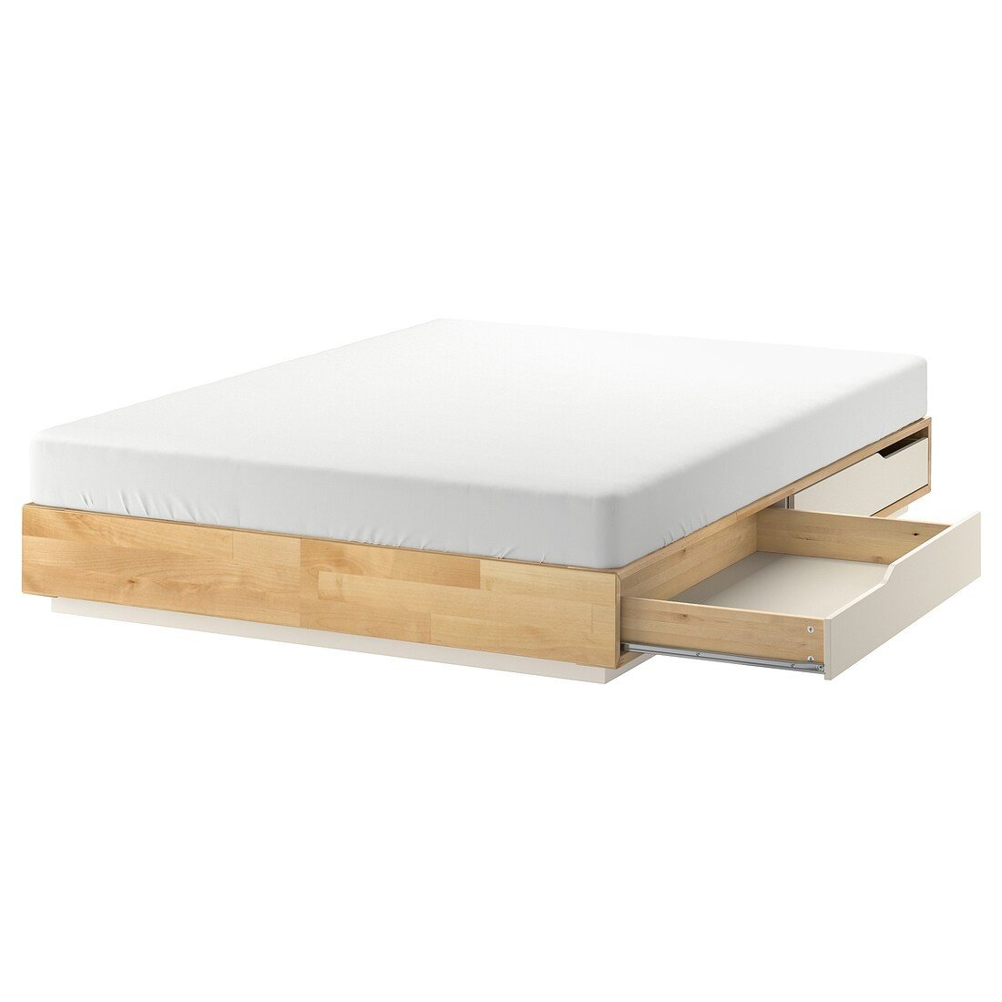 IKEA MANDAL Ліжко двоспальне з шухлядами, береза / білий, 160 х 202 см 90280483 | 902.804.83