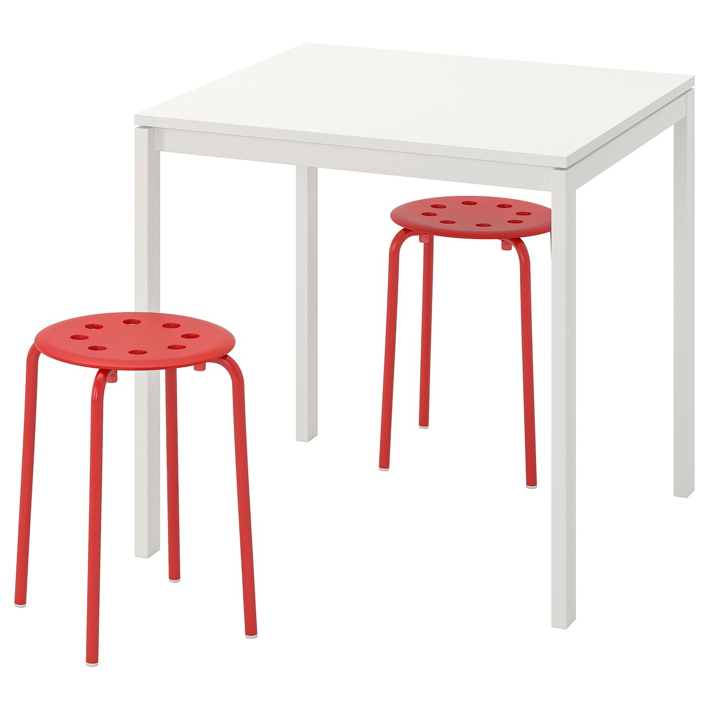 IKEA MELLTORP МЕЛЬТОРП / MARIUS МАРІУС Стіл і 2 табурети, білий / червоний, 75 см 89012759 | 890.127.59