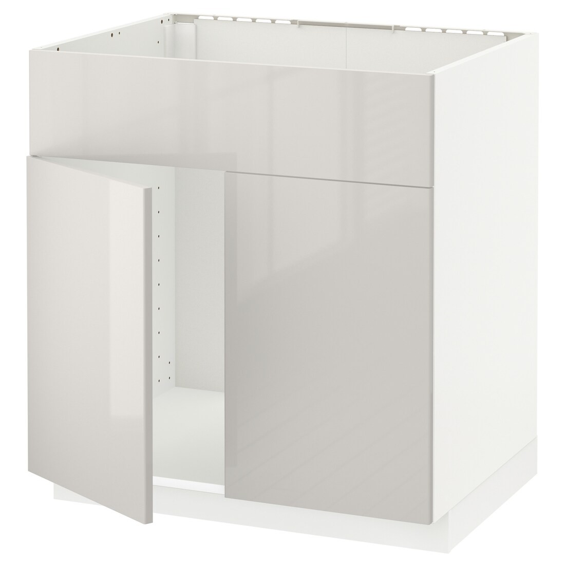 IKEA METOD МЕТОД Підлогова шафа під мийку, білий / Ringhult світло-сірий, 80x60 см 39462306 394.623.06