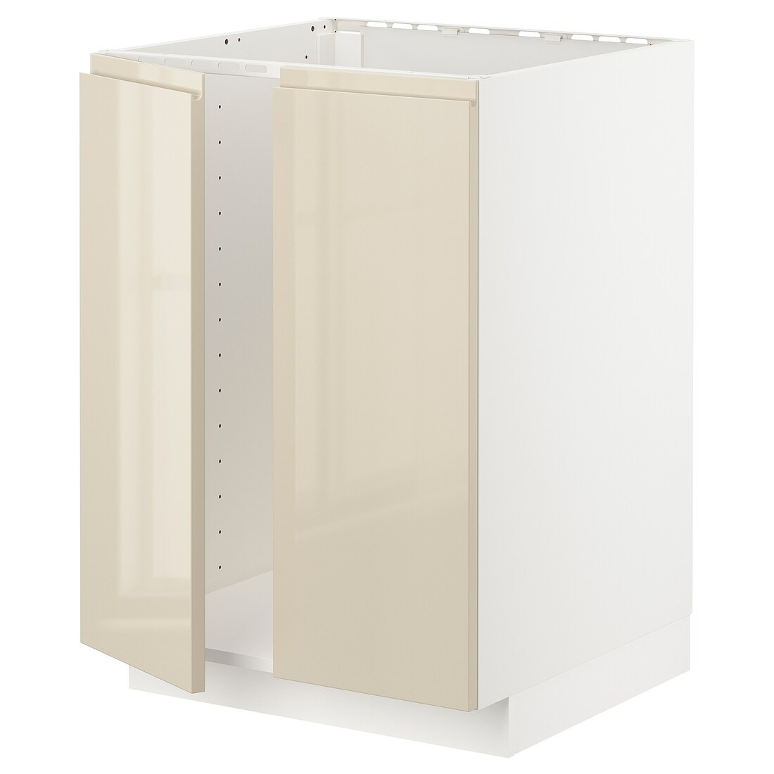 IKEA METOD МЕТОД Підлогова шафа для мийки, білий / Voxtorp глянцевий світло-бежевий, 60x60 см 89465901 894.659.01