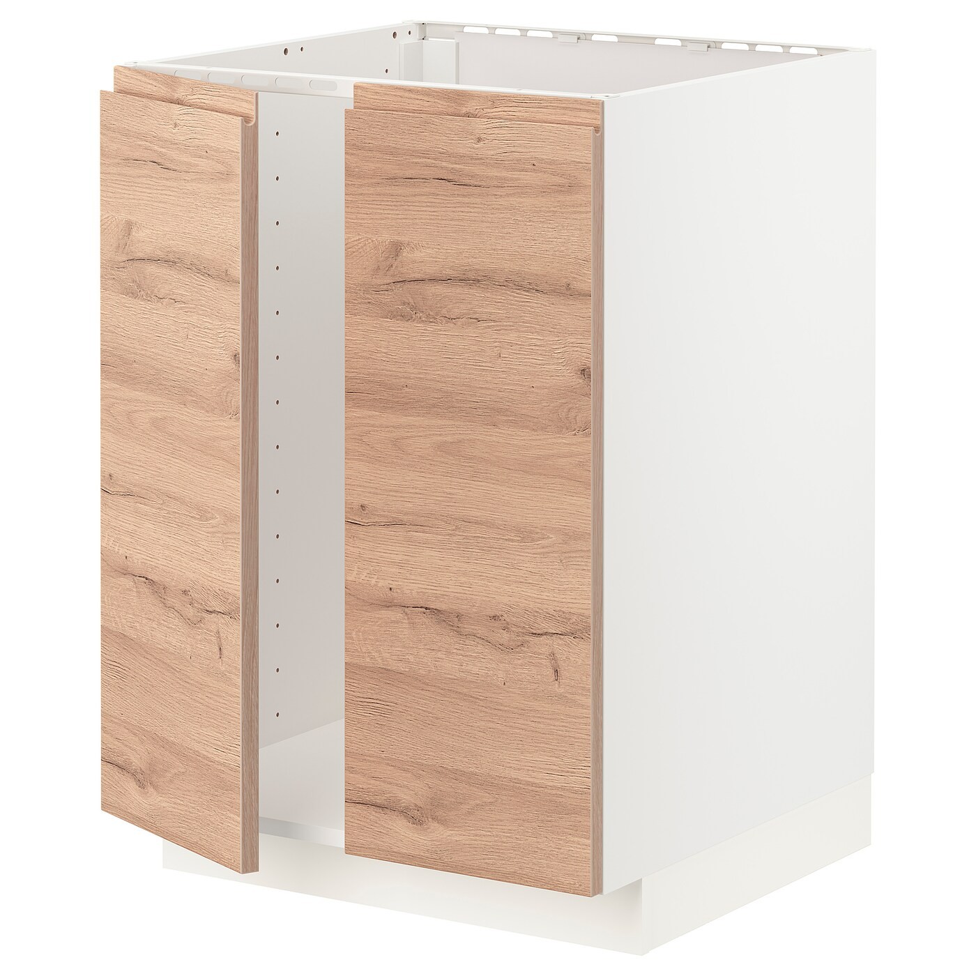 IKEA METOD МЕТОД Підлогова шафа для мийки, білий / Voxtorp імітація дуб, 60x60 см 69464549 694.645.49