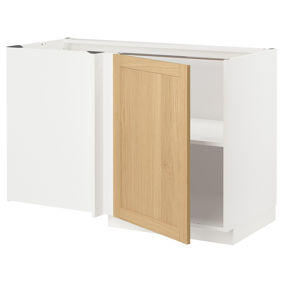 IKEA METOD Кутова підлогова шафа з полицею, білий / дуб Forsbacka, 128x68 см 59509317 595.093.17