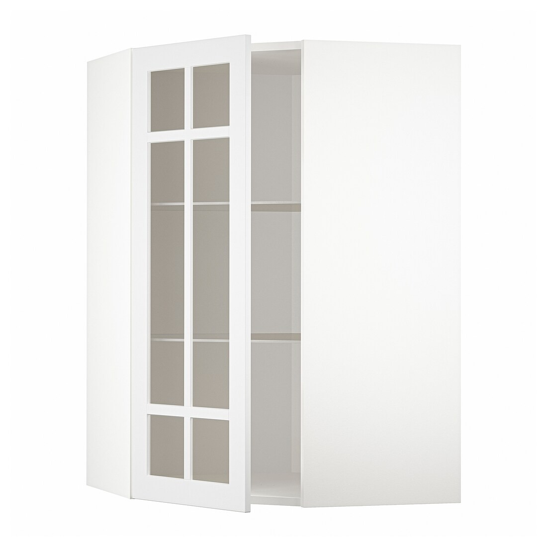 IKEA METOD МЕТОД Кутова настінна шафа з полицями / скляні двері, білий / Stensund білий, 68x100 см 69409204 694.092.04