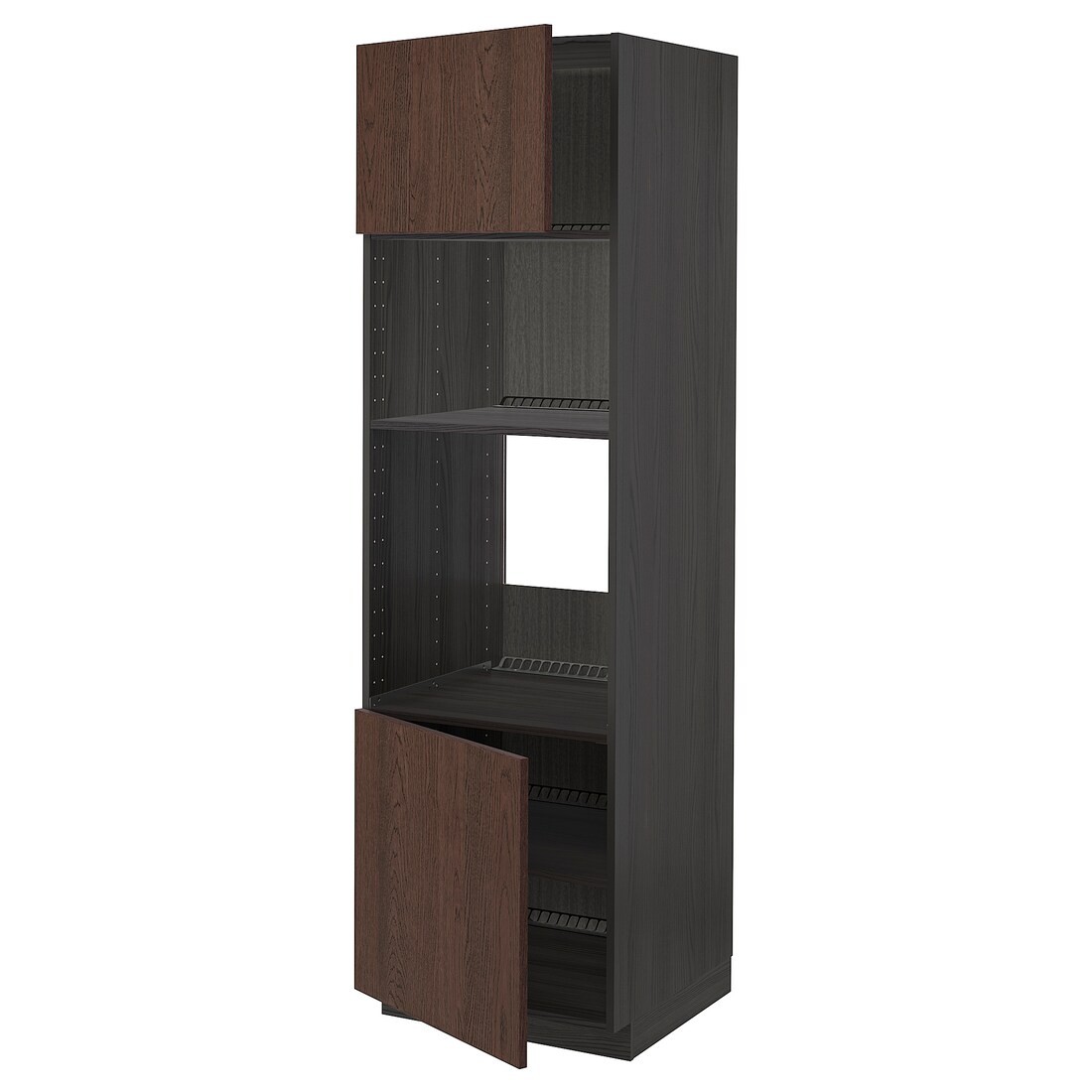 IKEA METOD МЕТОД Висока шафа для духовки / НВЧ, чорний / Sinarp коричневий, 60x60x200 см 29465517 294.655.17