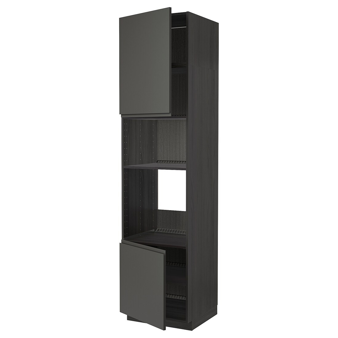 IKEA METOD МЕТОД Висока шафа для духовки / НВЧ, чорний / Voxtorp темно-сірий, 60x60x240 см 29456377 | 294.563.77