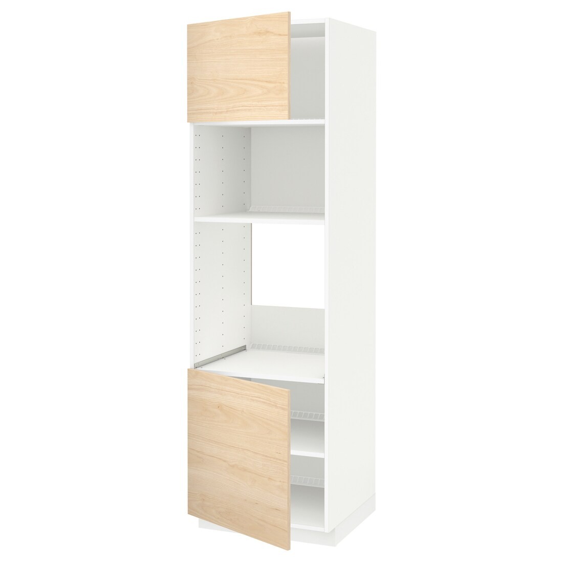 IKEA METOD МЕТОД Висока шафа для духовки / НВЧ, білий / Askersund візерунок світлий ясен, 60x60x200 см 09456397 094.563.97