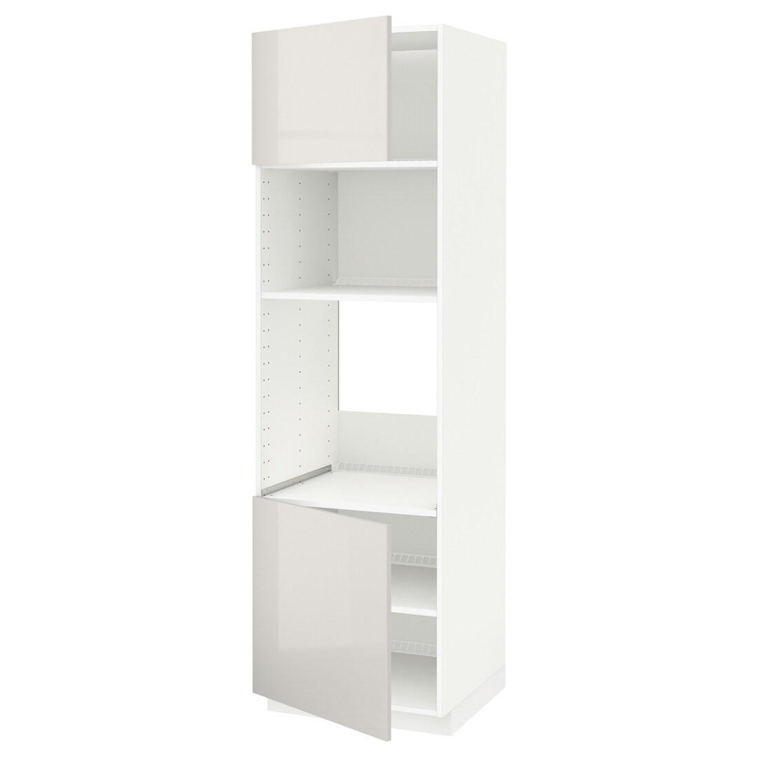 IKEA METOD МЕТОД Висока шафа для духовки / НВЧ, білий / Ringhult світло-сірий, 60x60x200 см 59462089 594.620.89