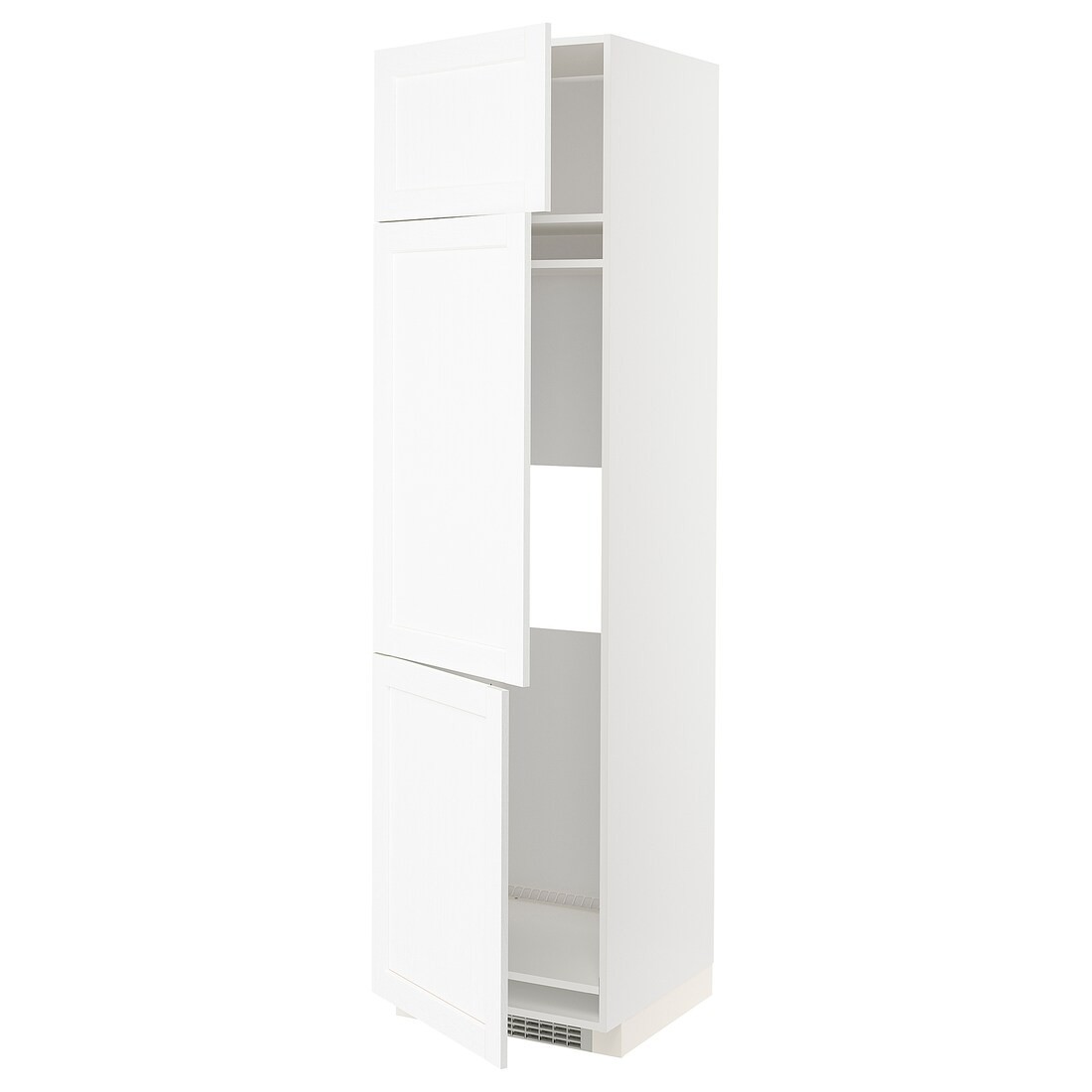 IKEA METOD МЕТОД Висока шафа для холодильника / морозильника / 3 дверцят, білий Enköping / білий імітація дерева, 60x60x220 см 39473531 394.735.31