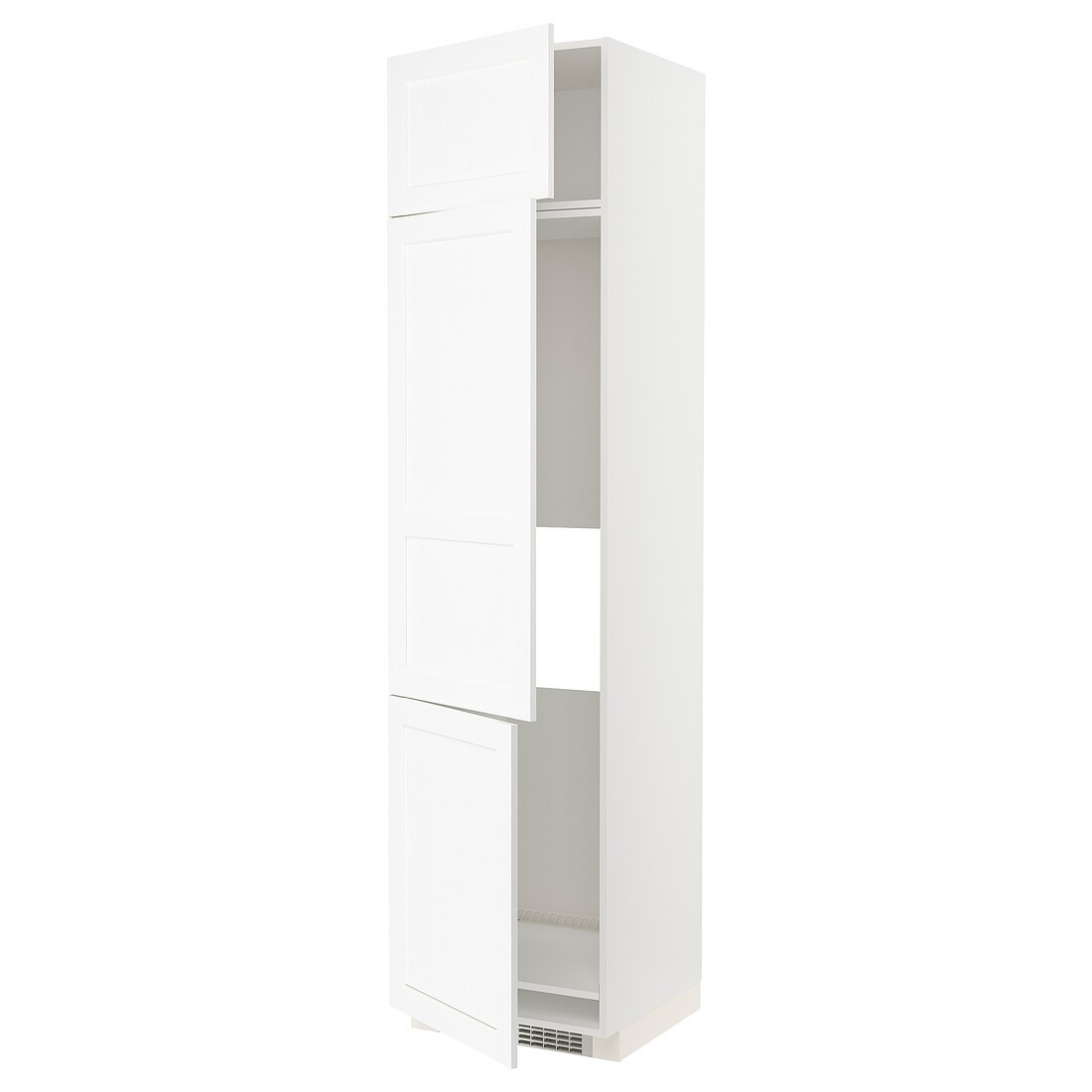 IKEA METOD МЕТОД Висока шафа для холодильника / морозильника / 3 дверцят, білий Enköping / білий імітація дерева, 60x60x240 см 49473535 494.735.35