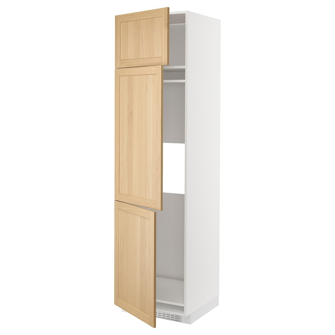 IKEA METOD Висока шафа для холодильника / морозильника / 3 дверцят, білий / дуб Forsbacka, 60x60x220 см 49509431 495.094.31