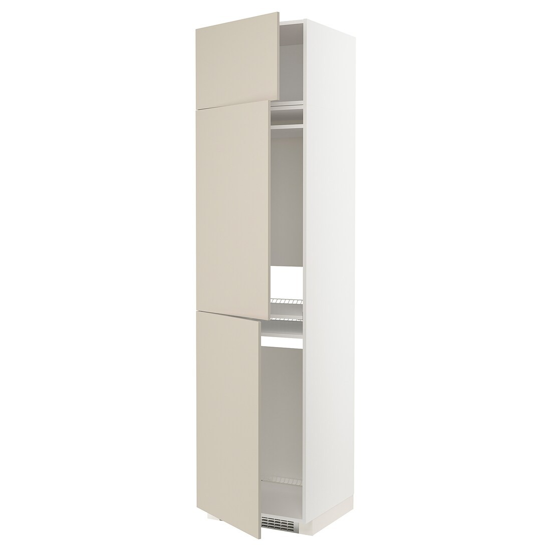 IKEA METOD МЕТОД Висока шафа для холодильника / морозильника / 3 дверцят, білий / Havstorp бежевий, 60x60x240 см 99465062 994.650.62