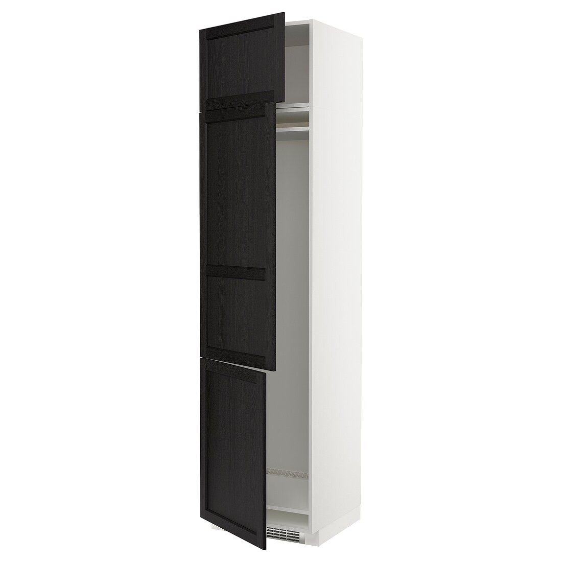 IKEA METOD МЕТОД Висока шафа для холодильника / морозильника / 3 дверцят, білий / Lerhyttan чорний морилка, 60x60x240 см 39462797 394.627.97