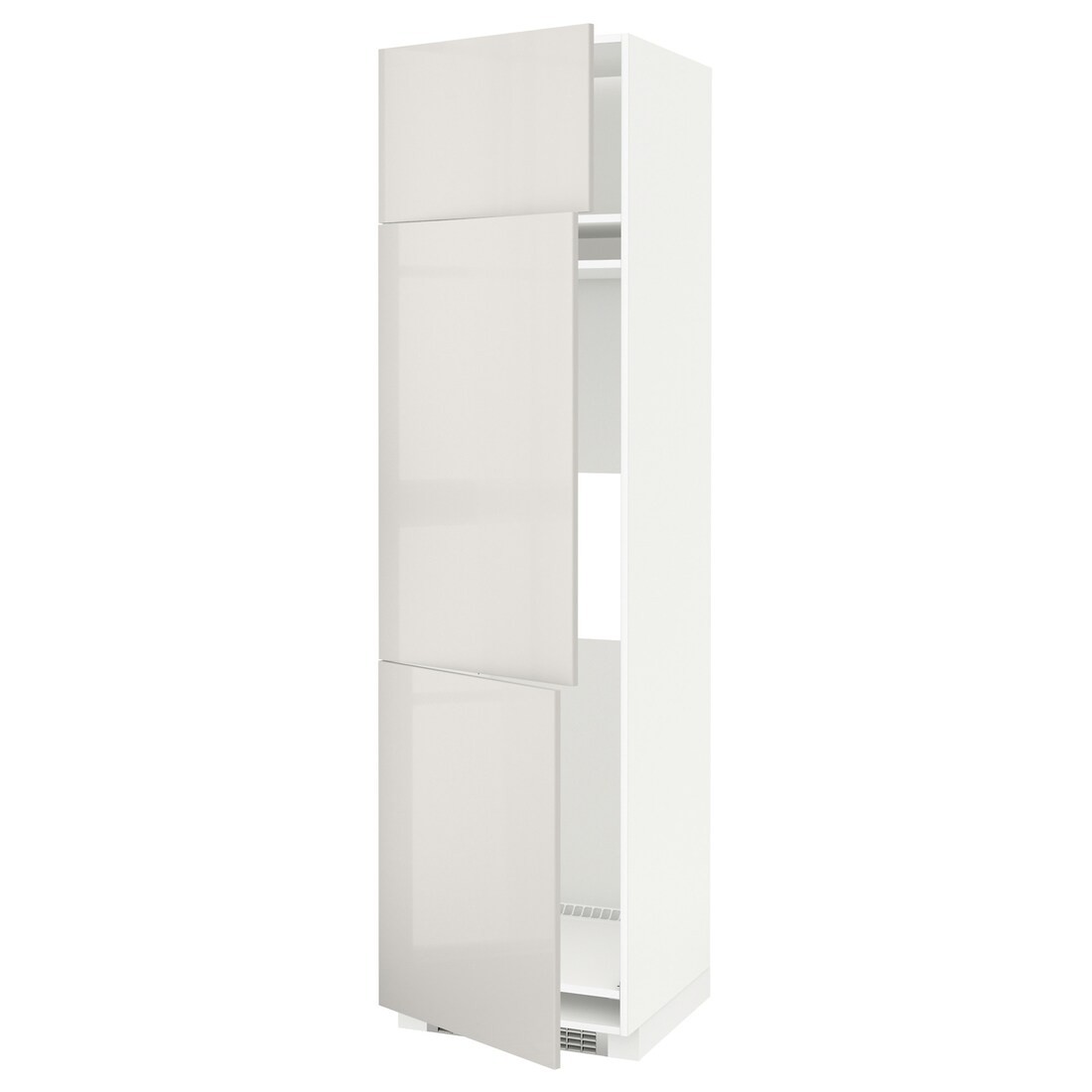 IKEA METOD МЕТОД Висока шафа для холодильника / морозильника / 3 дверцят, білий / Ringhult світло-сірий, 60x60x220 см 09456689 094.566.89