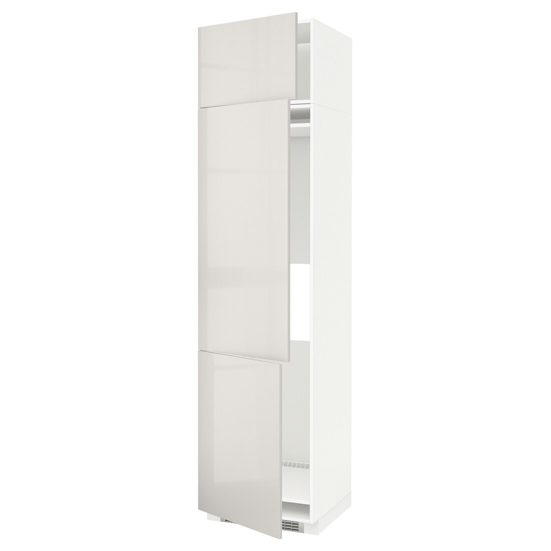 IKEA METOD МЕТОД Висока шафа для холодильника / морозильника / 3 дверцят, білий / Ringhult світло-сірий, 60x60x240 см 79462125 794.621.25