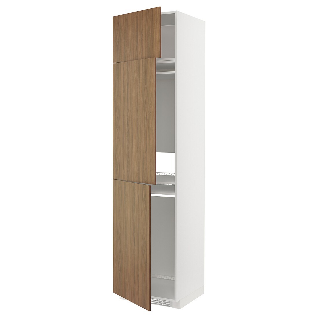 IKEA METOD Висока шафа для холодильника / морозильника / 3 дверцят, білий / Імітація коричневого горіха, 60x60x240 см 59519731 595.197.31