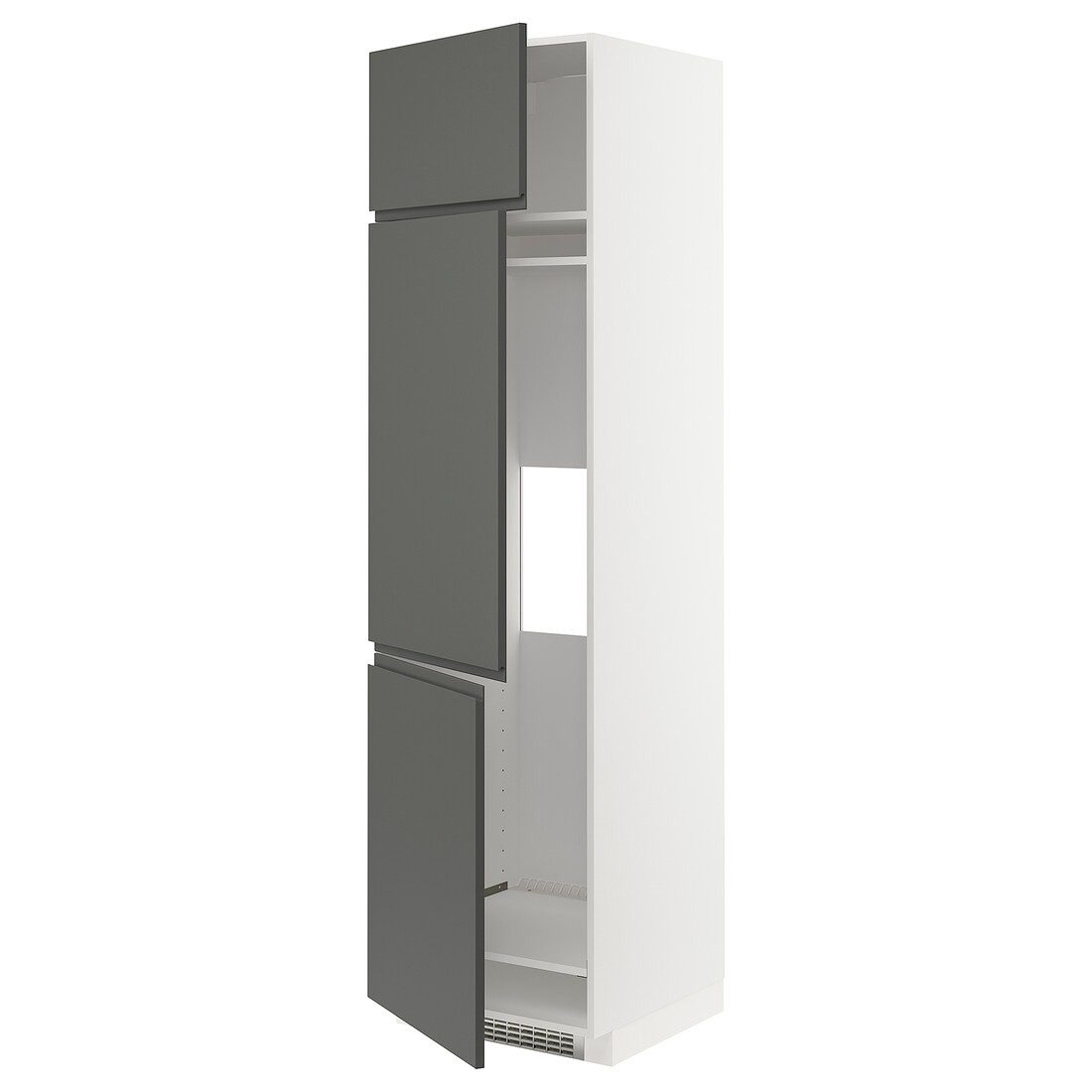 IKEA METOD МЕТОД Висока шафа для холодильника / морозильника / 3 дверцят, білий / Voxtorp темно-сірий, 60x60x220 см 09456255 094.562.55