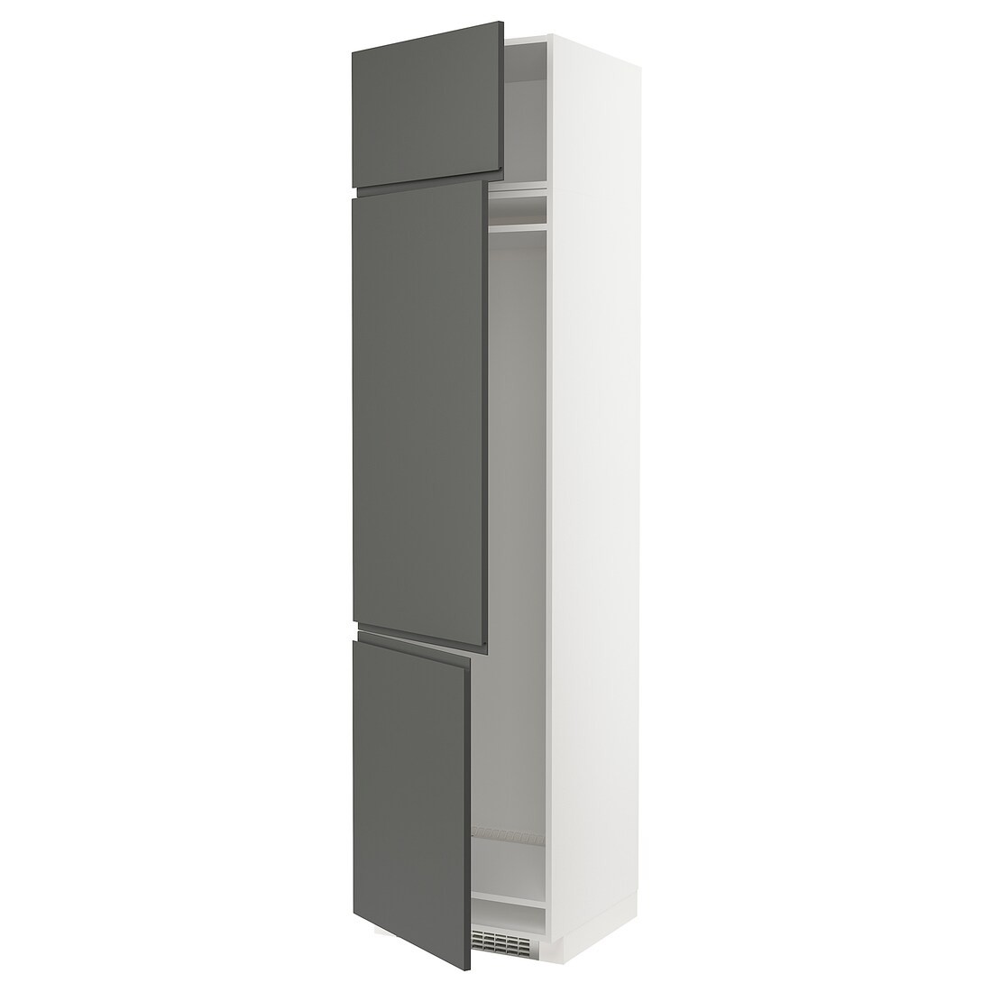 IKEA METOD МЕТОД Висока шафа для холодильника / морозильника / 3 дверцят, білий / Voxtorp темно-сірий, 60x60x240 см 29463274 294.632.74