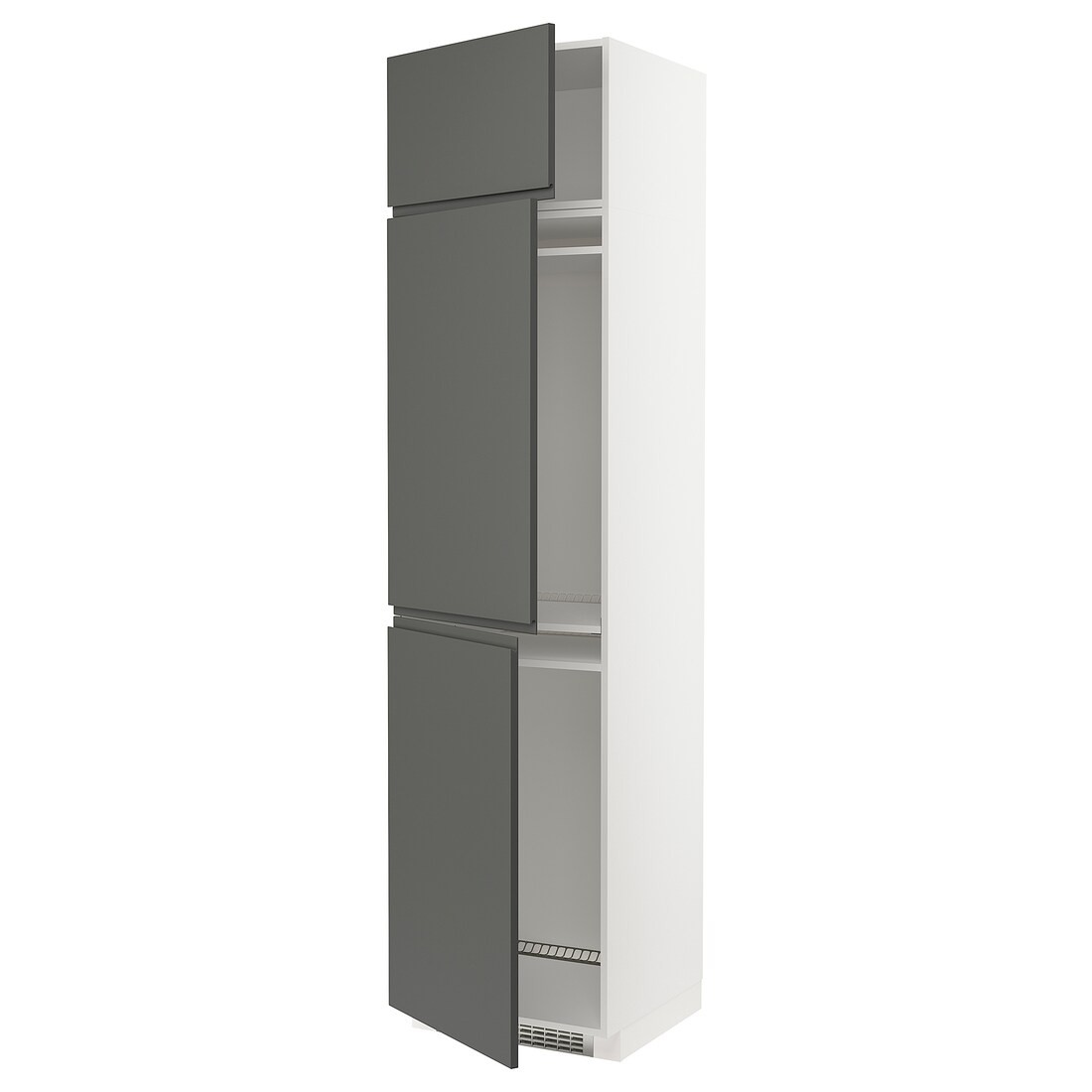 IKEA METOD МЕТОД Висока шафа для холодильника / морозильника / 3 дверцят, білий / Voxtorp темно-сірий, 60x60x240 см 59470032 594.700.32