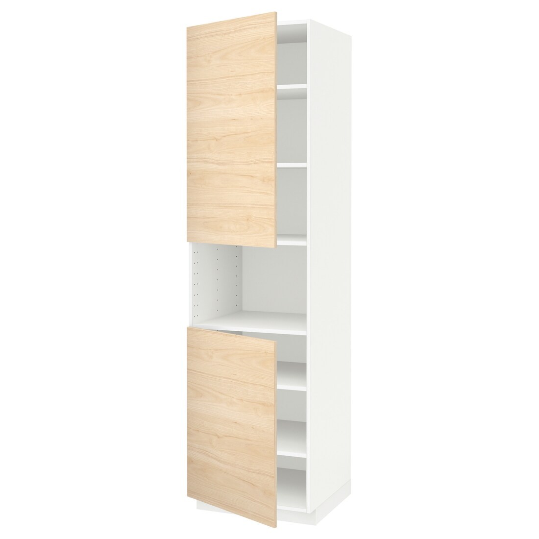 IKEA METOD МЕТОД Вис шафа для НВЧ / 2 дверцят / полиці, білий / Askersund візерунок світлий ясен, 60x60x220 см 09457863 094.578.63