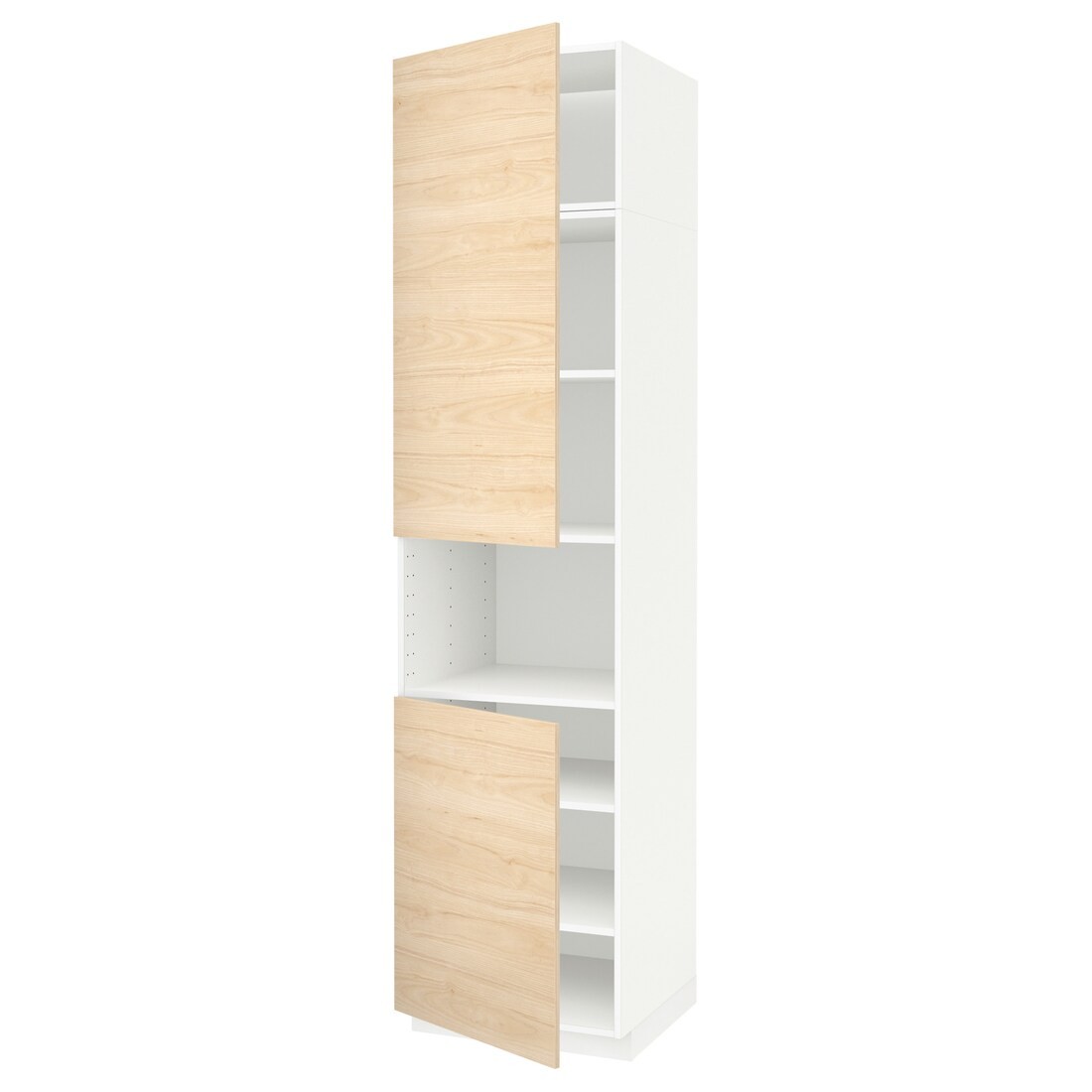 IKEA METOD МЕТОД Вис шафа для НВЧ / 2 дверцят / полиці, білий / Askersund візерунок світлий ясен, 60x60x240 см 49454495 | 494.544.95