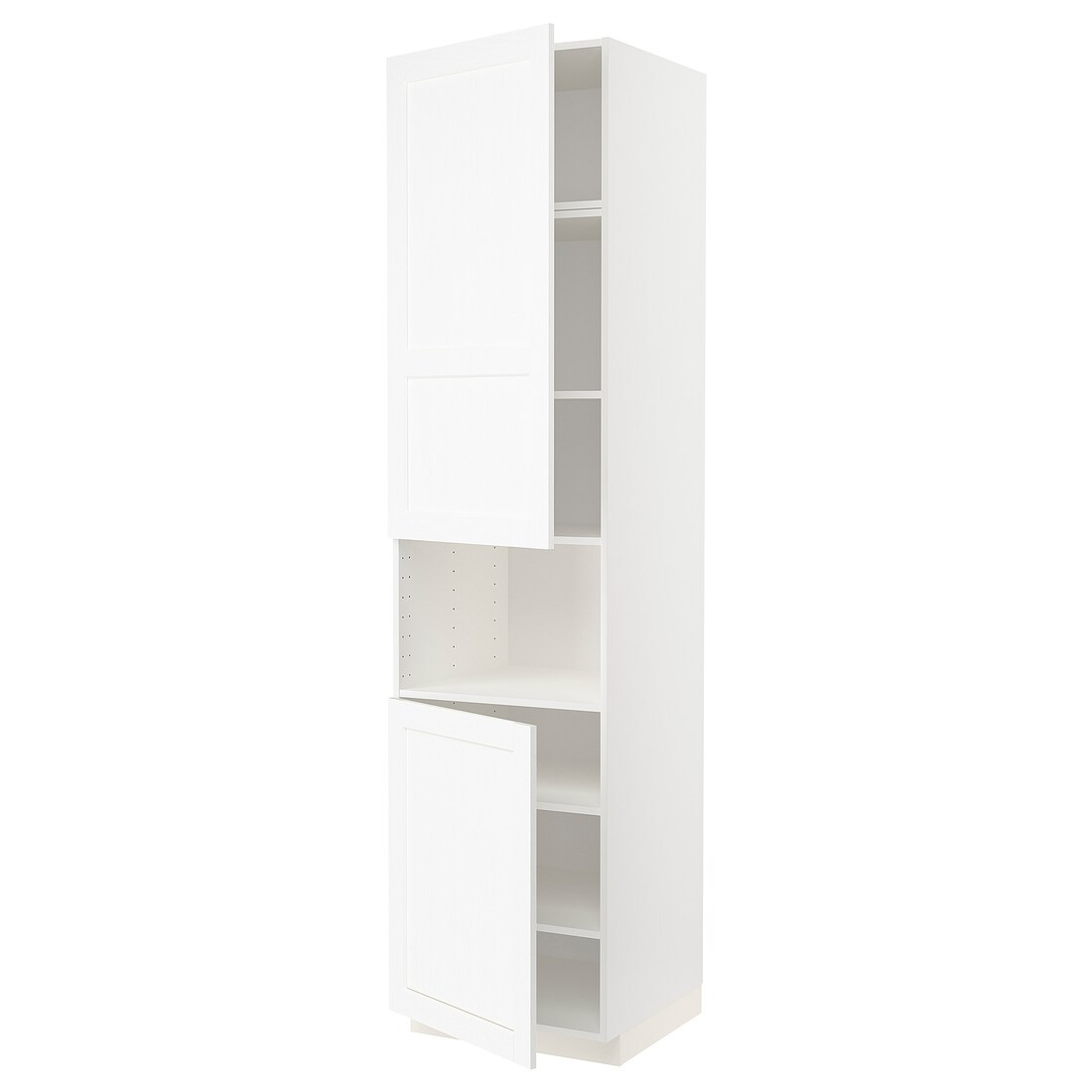 IKEA METOD МЕТОД Вис шафа для НВЧ / 2 дверцят / полиці, білий Enköping / білий імітація дерева, 60x60x240 см 79473548 | 794.735.48