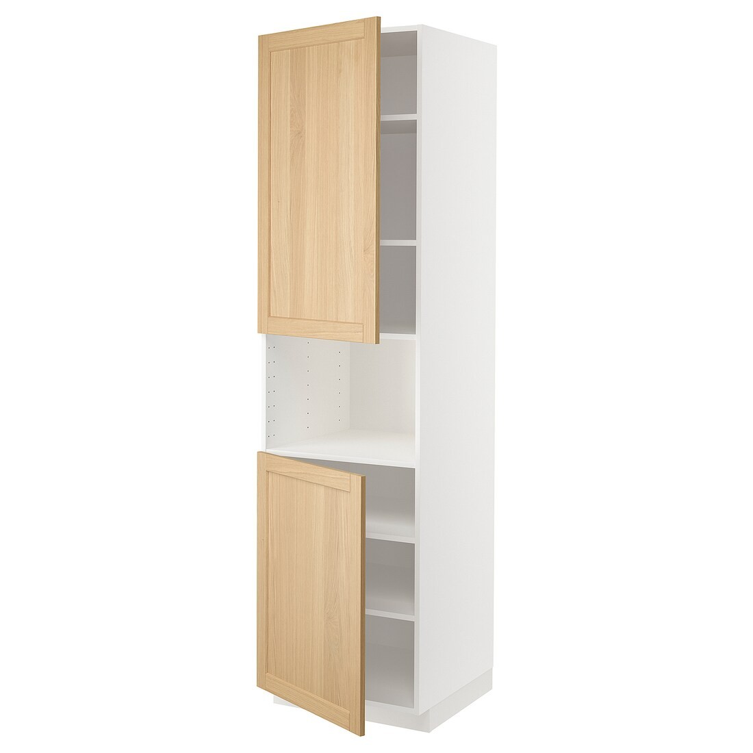 IKEA METOD Вис шафа для НВЧ / 2 дверцят / полиці, білий / дуб Forsbacka, 60x60x220 см 99509443 | 995.094.43