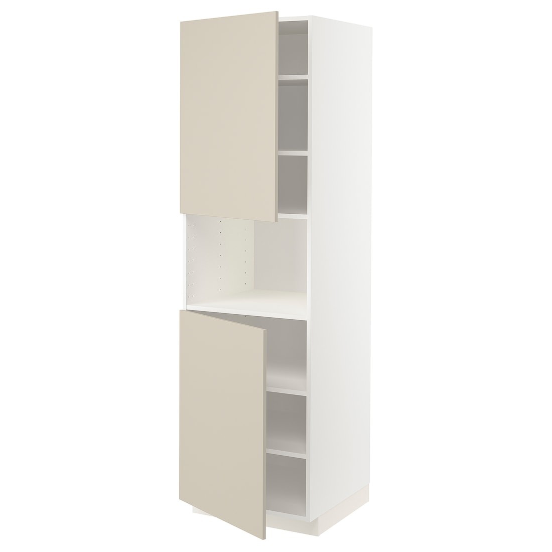 IKEA METOD МЕТОД Вис шафа для НВЧ / 2 дверцят / полиці, білий / Havstorp бежевий, 60x60x200 см 29460845 294.608.45
