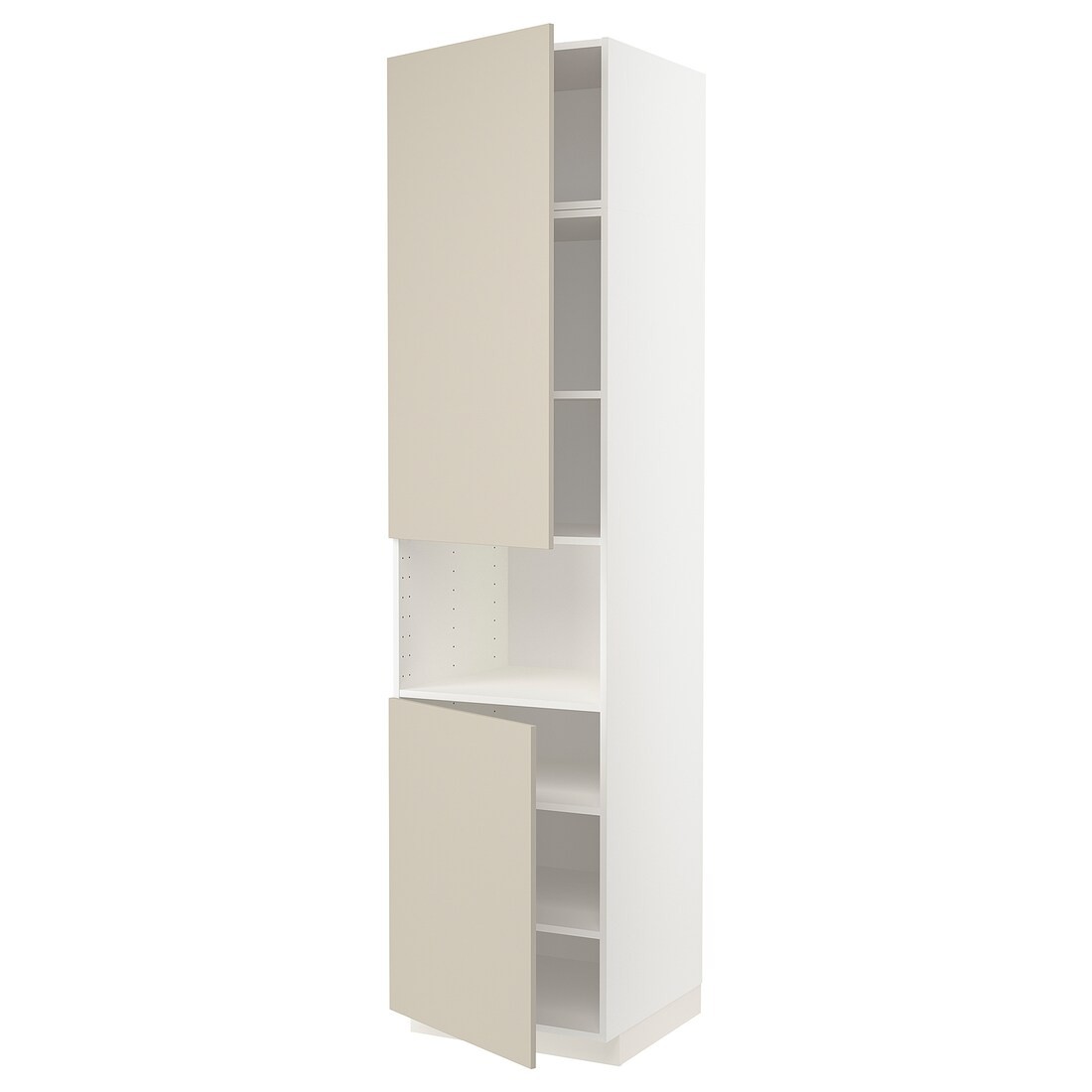 IKEA METOD МЕТОД Вис шафа для НВЧ / 2 дверцят / полиці, білий / Havstorp бежевий, 60x60x240 см 29457292 | 294.572.92