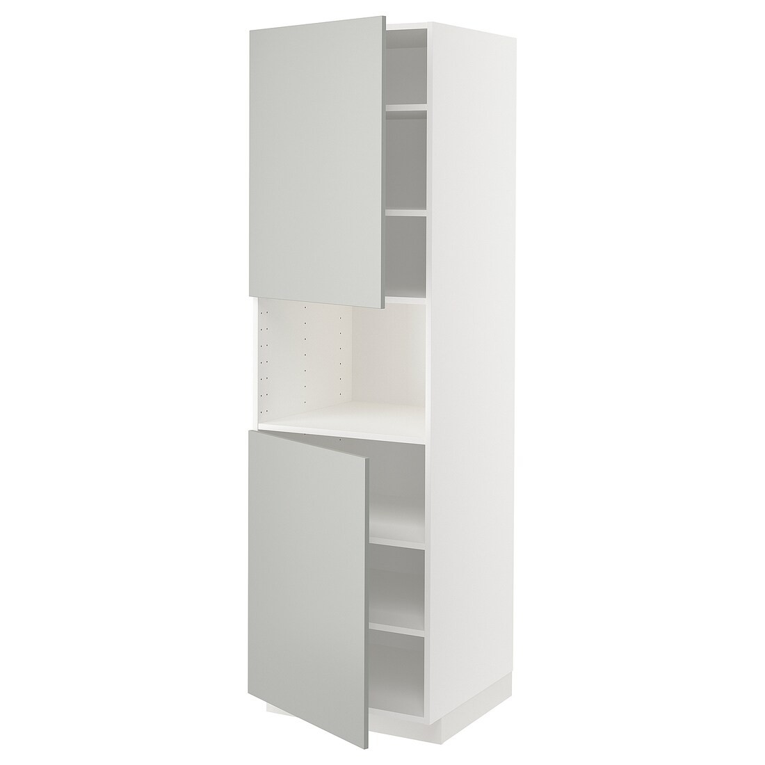 IKEA METOD Вис шафа для НВЧ / 2 дверцят / полиці, білий / Хавсторп світло-сірий, 60x60x200 см 29538175 295.381.75