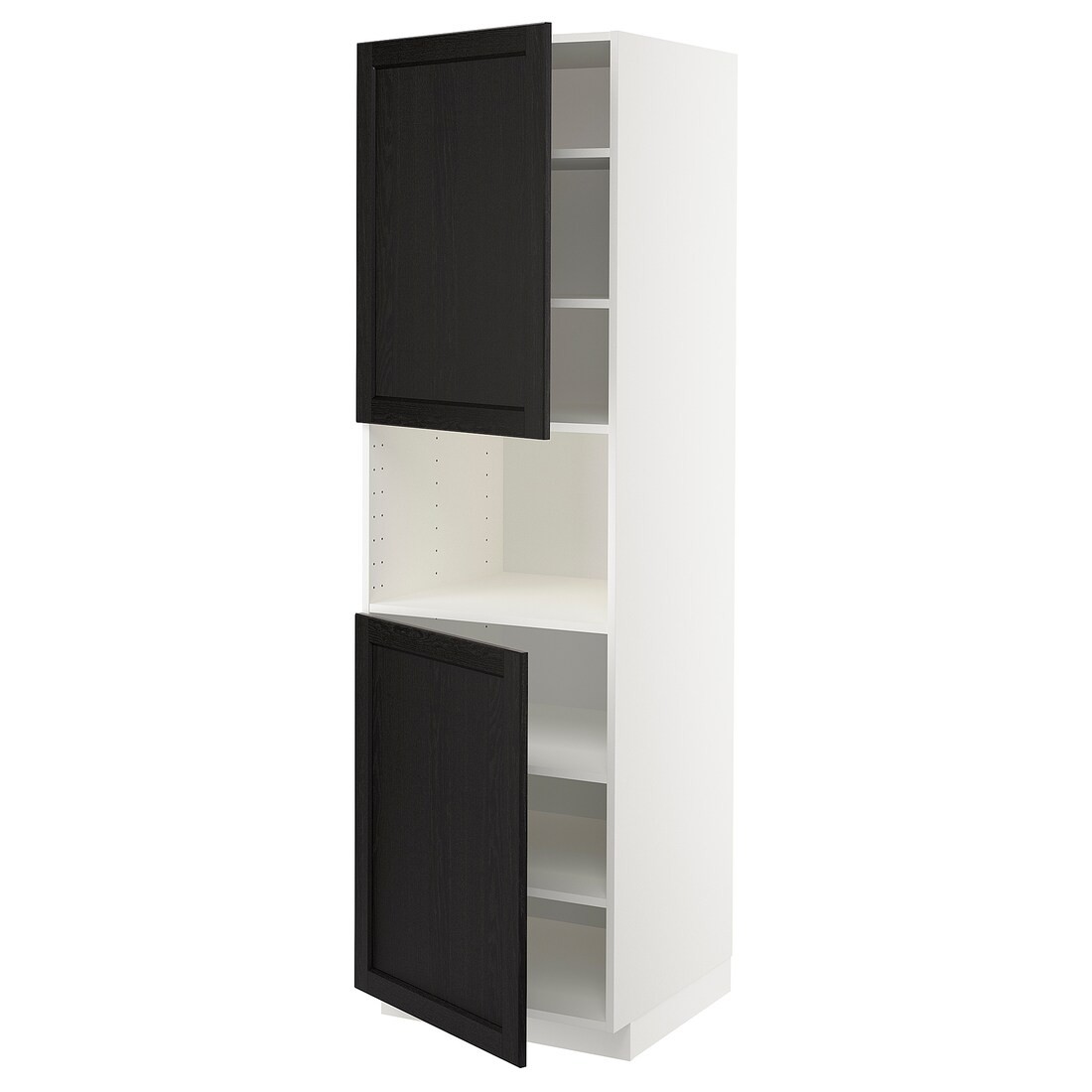 IKEA METOD МЕТОД Вис шафа для НВЧ / 2 дверцят / полиці, білий / Lerhyttan чорний морилка, 60x60x200 см 69462574 | 694.625.74