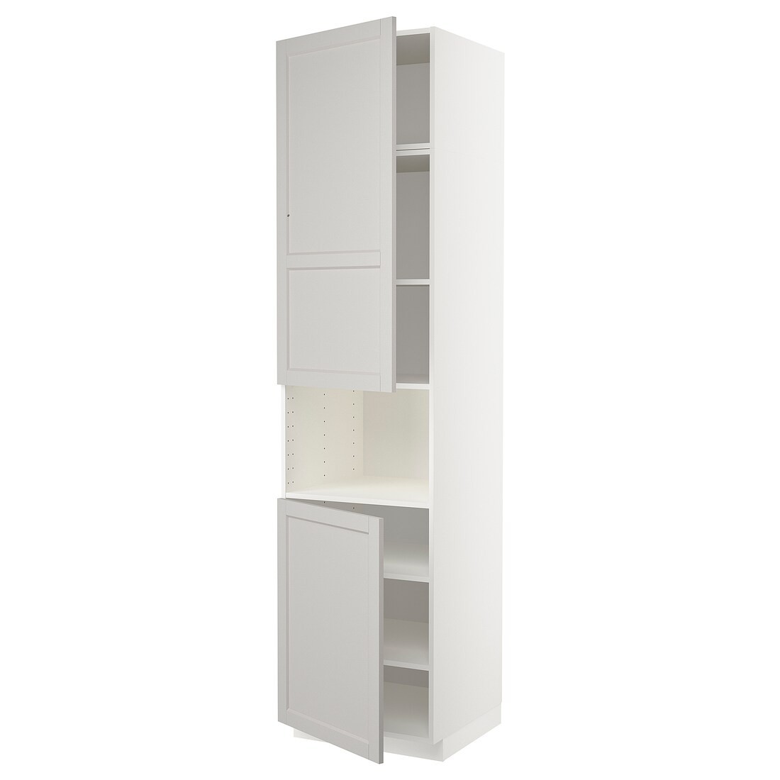 IKEA METOD МЕТОД Вис шафа для НВЧ / 2 дверцят / полиці, білий / Lerhyttan світло-сірий, 60x60x240 см 59458959 | 594.589.59
