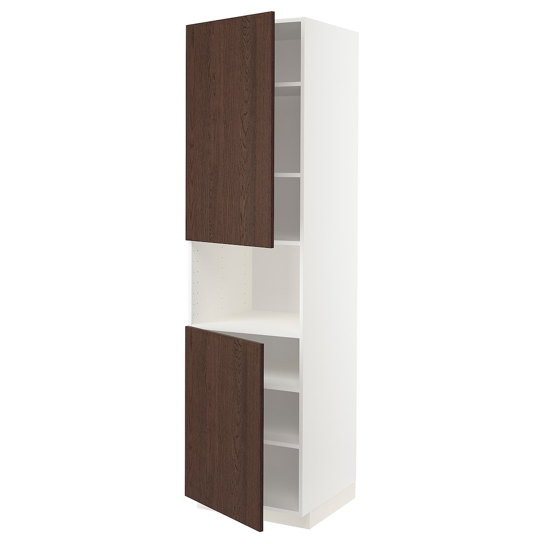 IKEA METOD МЕТОД Вис шафа для НВЧ / 2 дверцят / полиці, білий / Sinarp коричневий, 60x60x220 см 49469901 | 494.699.01