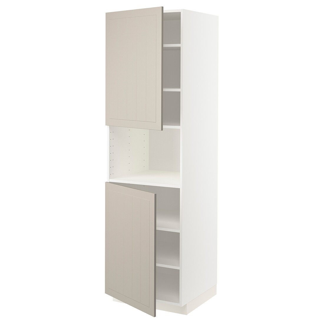 IKEA METOD МЕТОД Вис шафа для НВЧ / 2 дверцят / полиці, білий / Stensund бежевий, 60x60x200 см 59459746 594.597.46