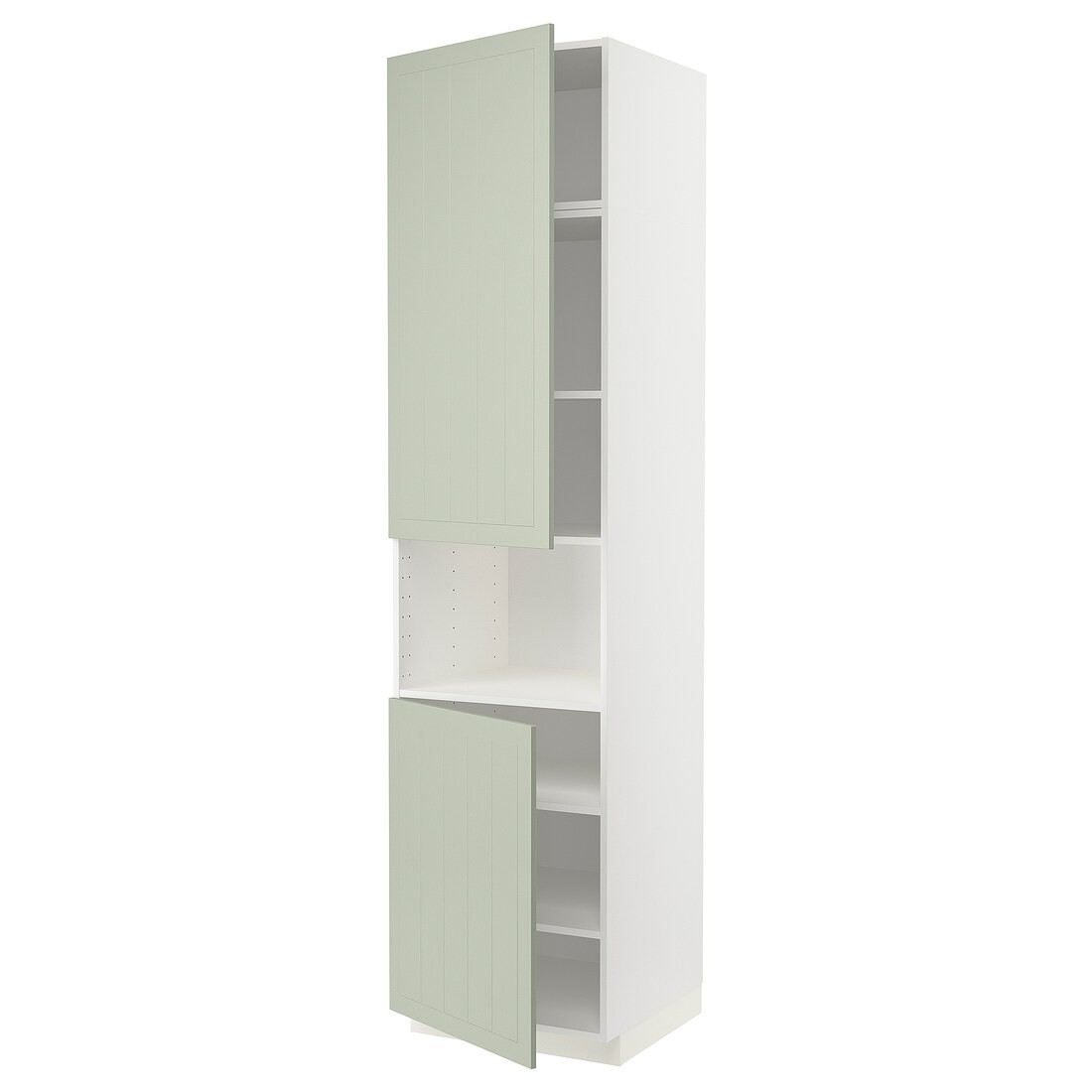 IKEA METOD МЕТОД Вис шафа для НВЧ / 2 дверцят / полиці, білий / Stensund світло-зелений, 60x60x240 см 19487096 | 194.870.96