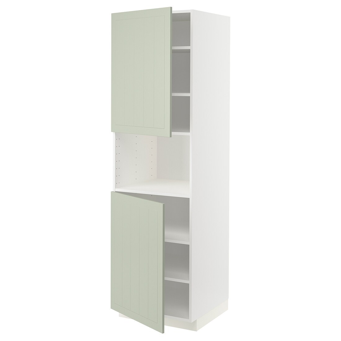IKEA METOD МЕТОД Вис шафа для НВЧ / 2 дверцят / полиці, білий / Stensund світло-зелений, 60x60x200 см 89487309 894.873.09