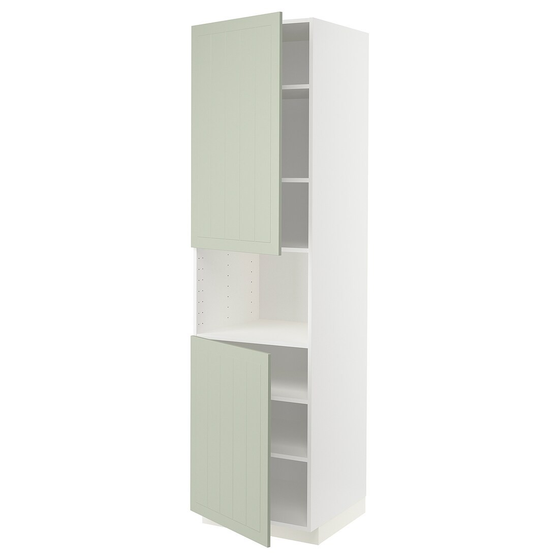 IKEA METOD МЕТОД Вис шафа для НВЧ / 2 дверцят / полиці, білий / Stensund світло-зелений, 60x60x220 см 99486408 | 994.864.08