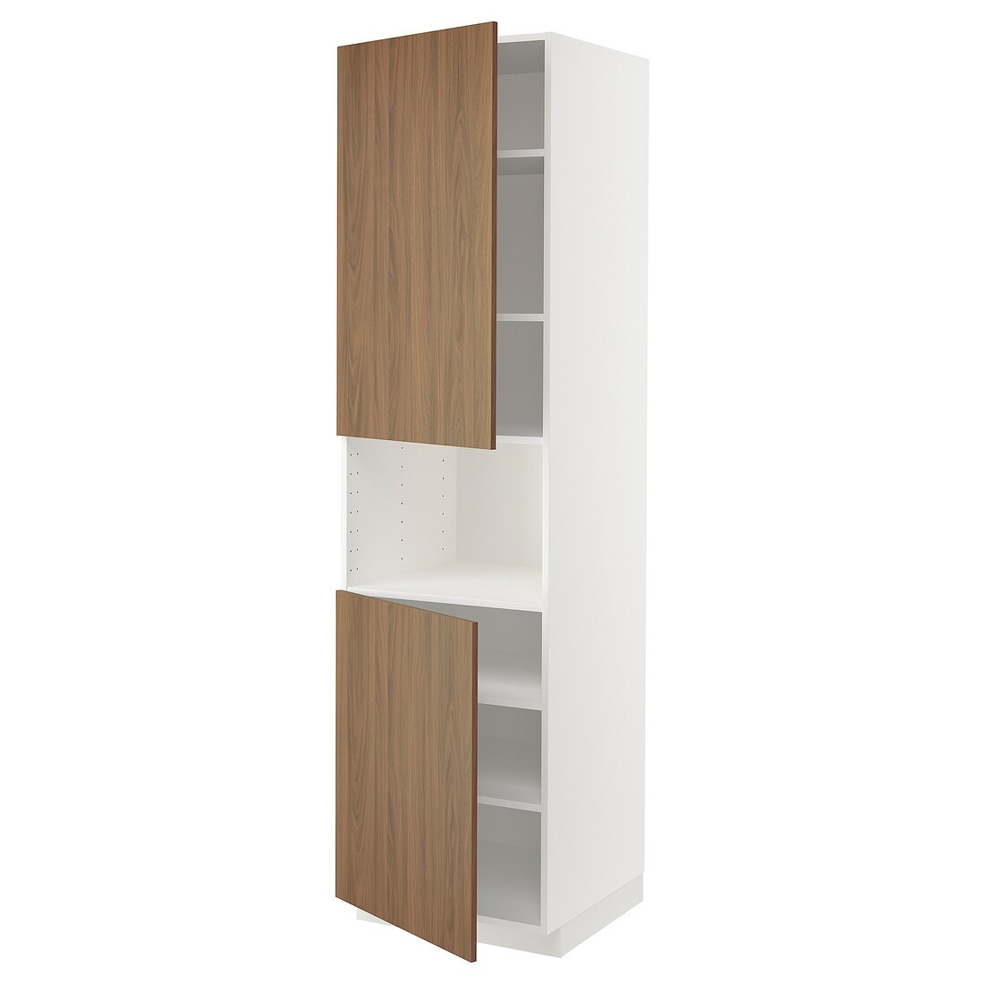 IKEA METOD Вис шафа для НВЧ / 2 дверцят / полиці, білий / Імітація коричневого горіха, 60x60x220 см 99519036 | 995.190.36